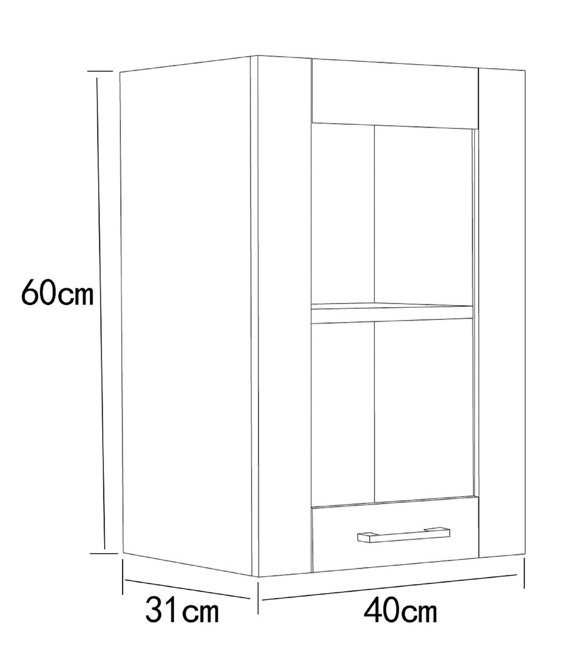 Kuhinjska Zgornja Omarica Colura, Bela, Š 40cm - srebrne barve/bela, Trend, umetna masa/steklo (40/60/31cm) - MID.YOU
