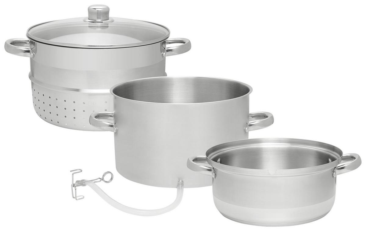 SOKOWIRÓWKA PAROWA BASIC COOKING - kolor stalowy/przezroczysty, Basics, metal/szkło (28cm) - Homeware Profession.