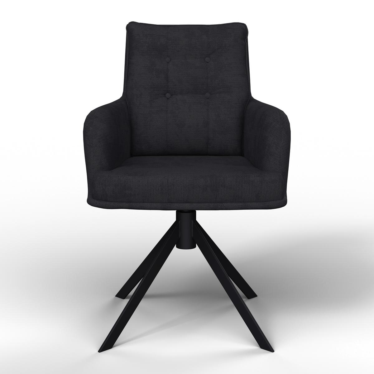 Naslanjač Marietta, Črna, Vrtljiv - črna, Moderno, kovina/tekstil (60/92/67cm) - Bessagi Home