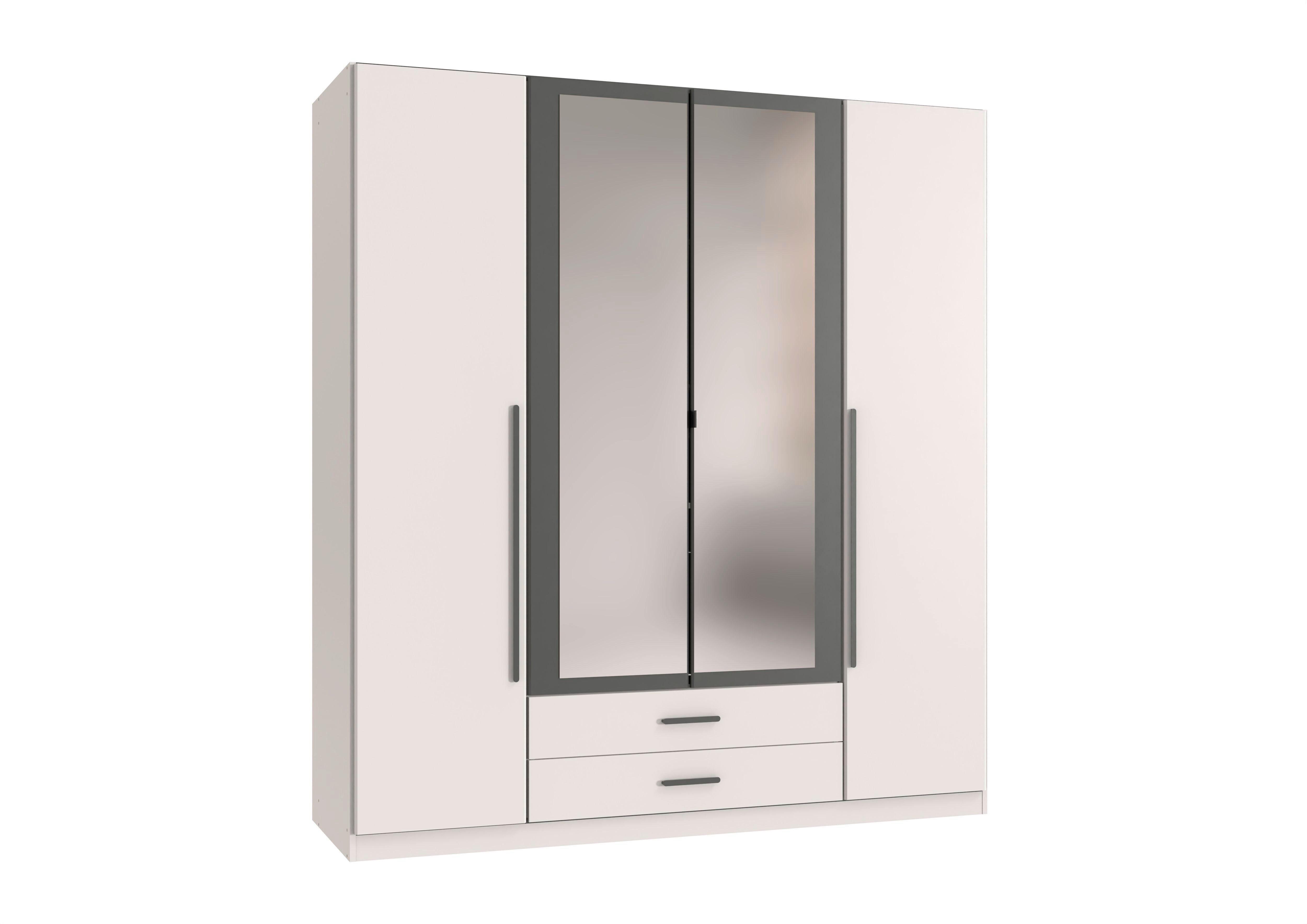 Drehtürenschrank Marburg Graphitfarben/Weiß - Graphitfarben/Weiß, KONVENTIONELL, Glas/Holzwerkstoff (180/199/58cm) - Mömax