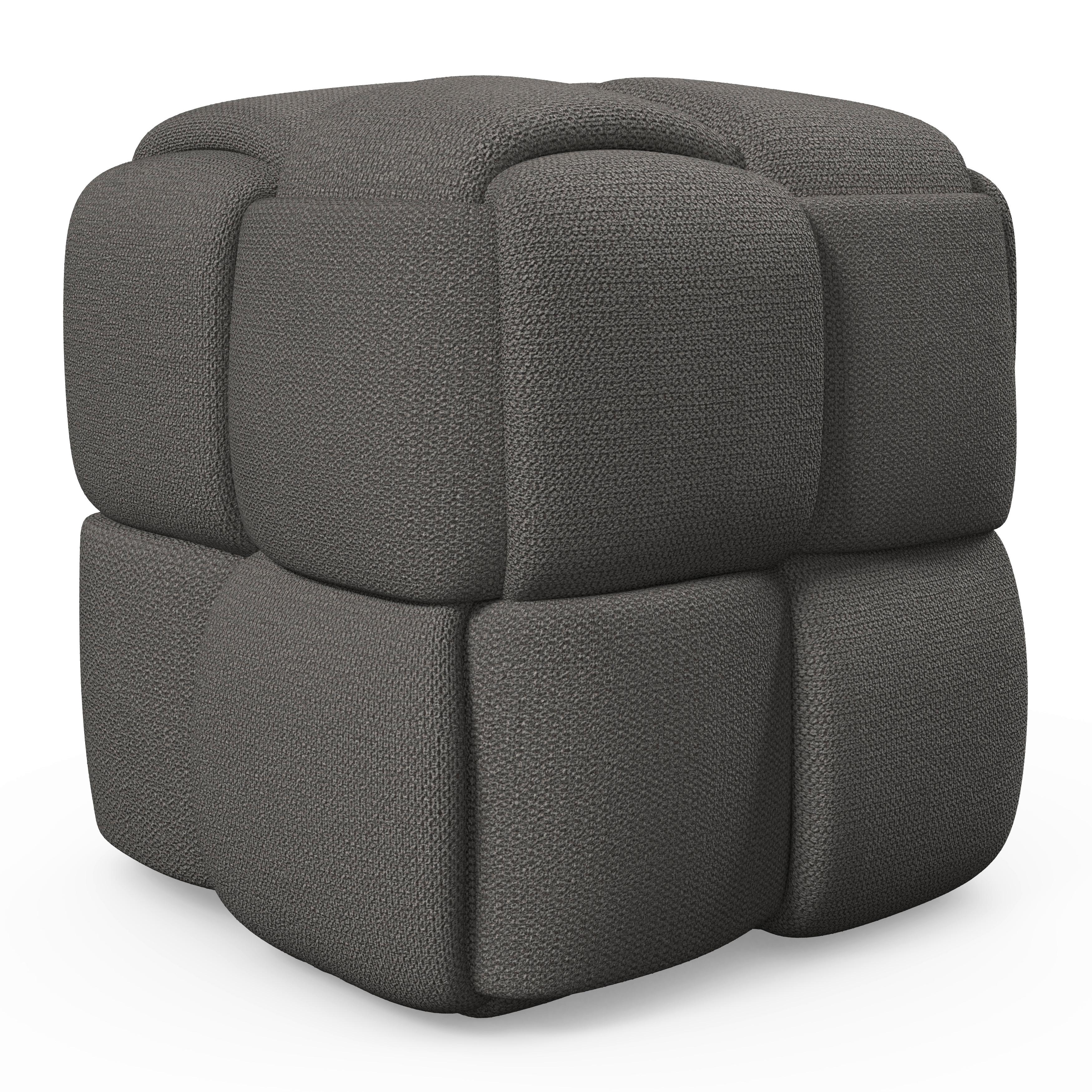 Hocker Ella Bouclé Beige - Creme/Schwarz, MODERN, Holz/Kunststoff (45/45/45cm) - Bessagi Home
