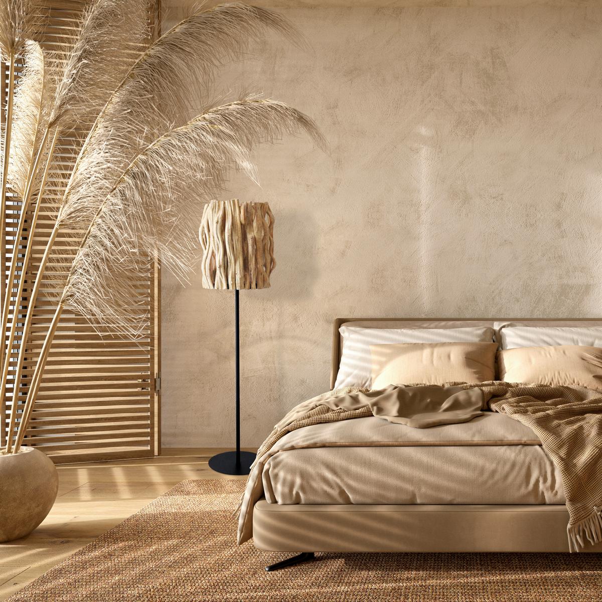 Stoječa Svetilka Driftwood - črna/naravne barve, Design, kovina/les (33/140/33cm) - P & B