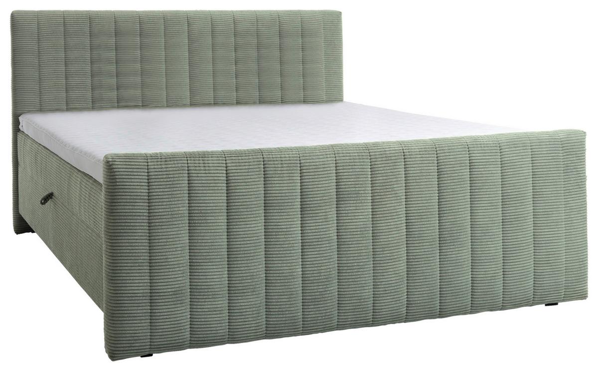 Box Ágy Raja - olívazöld/zöld, Modern, faalapú anyag/textil (160/200cm)