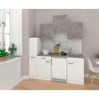 Küchenblock Economy Weiss/ Beton Cerankochfeld B: 180cm - Hellgrau/Weiß, MODERN, Holzwerkstoff (180cm) - Respekta