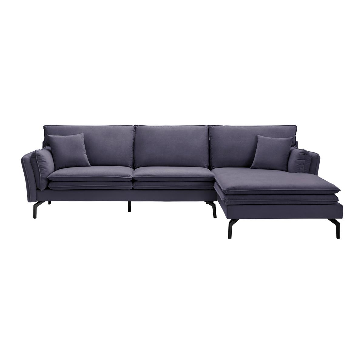 canapé d'angle in Grau Samt - gris/noir, Modern, métal/textile (296/86/170cm) - Bessagi Home