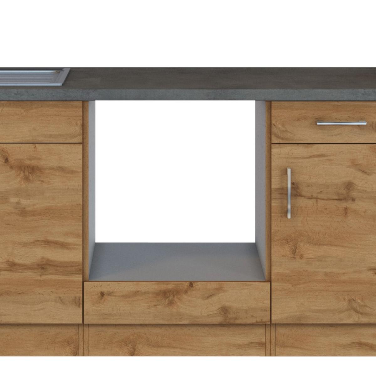 Küchenblock Sorrento mit Geräten ca. 210 cm Eichefarben - Chromfarben/Schieferfarben, MODERN, Holzwerkstoff/Metall (210cm) - Held