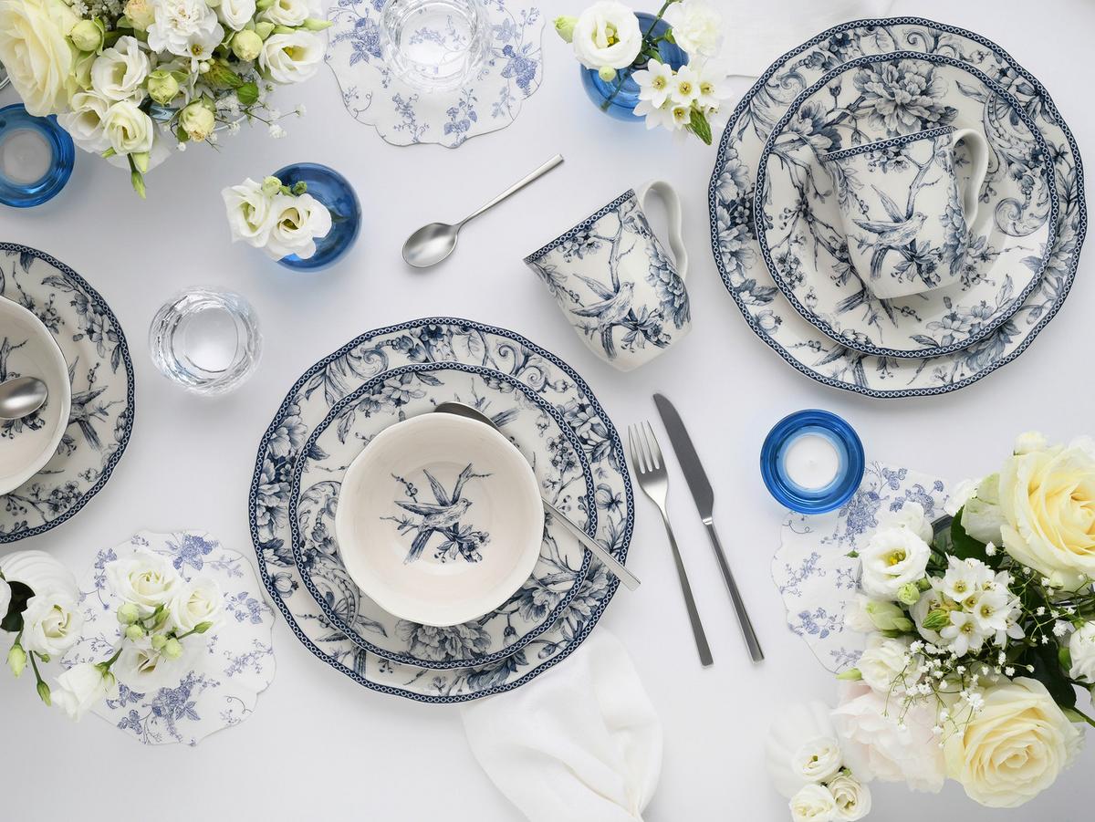 Serviciu de masă Adelaide 16/1 - albastru/alb, Basics, ceramică - Creatable