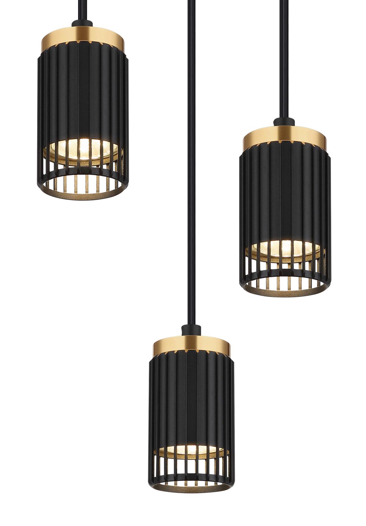 HÄNGELEUCHTE 57906-3H KORBEN - Goldfarben/Schwarz, Design, Kunststoff/Metall (21/115,5cm) - Globo