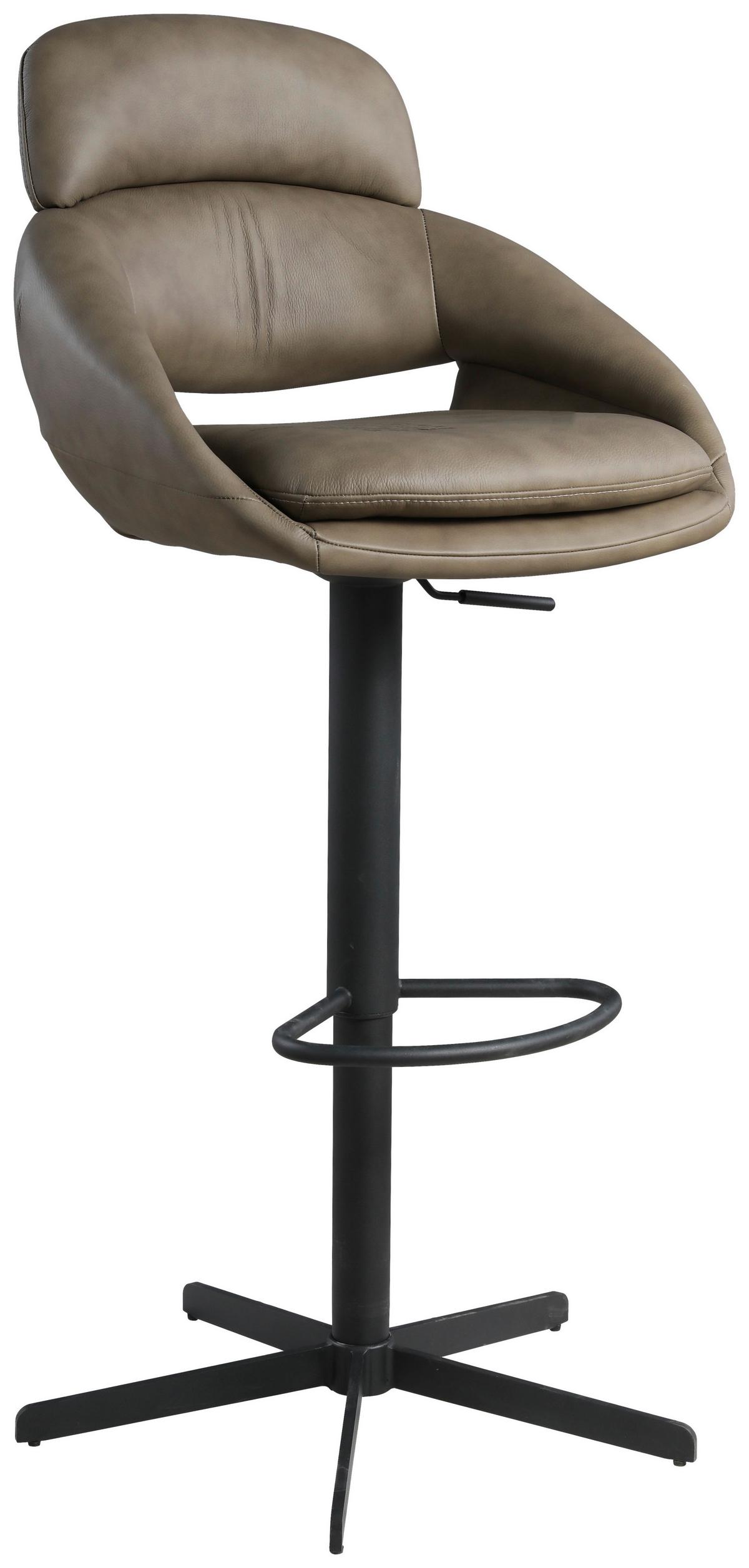 STOŁEK BAROWY VICTORIA - czarny/taupe, Design, skóra/metal (55/105/56cm) - Belluti