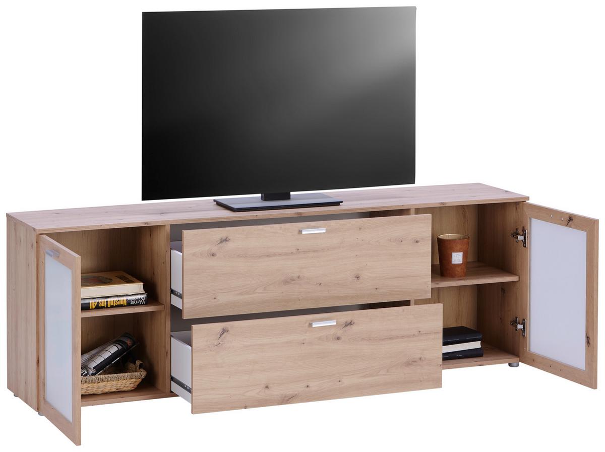 Tv Komoda Xeno - hrast Artisan, Moderno, staklo/drvni materijal (180/62/37cm) - Modern Living