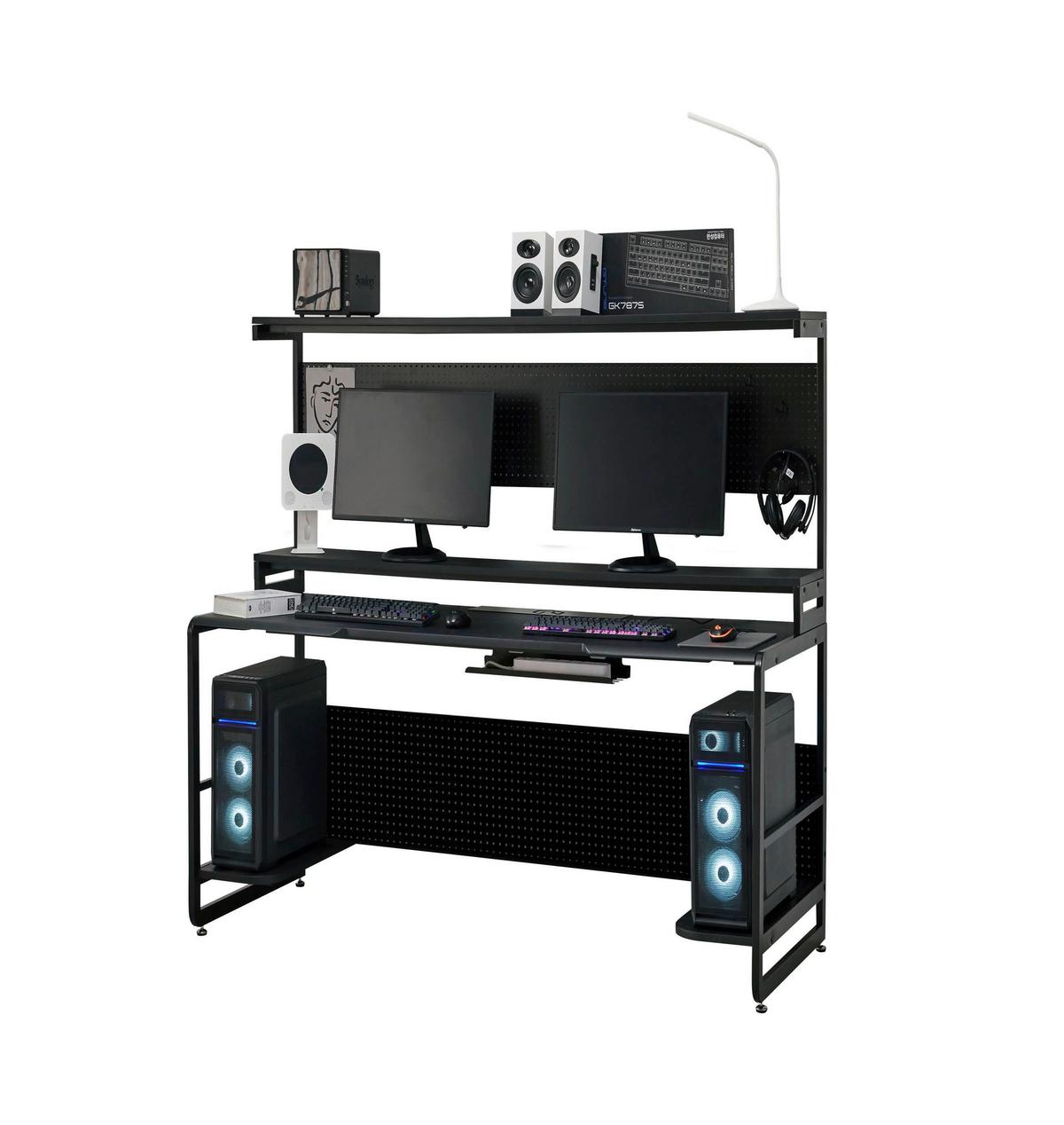 Schreibtisch Schwarz Stahl - Schwarz, Design, Holzwerkstoff/Metall (120/70/148cm) - Livetastic