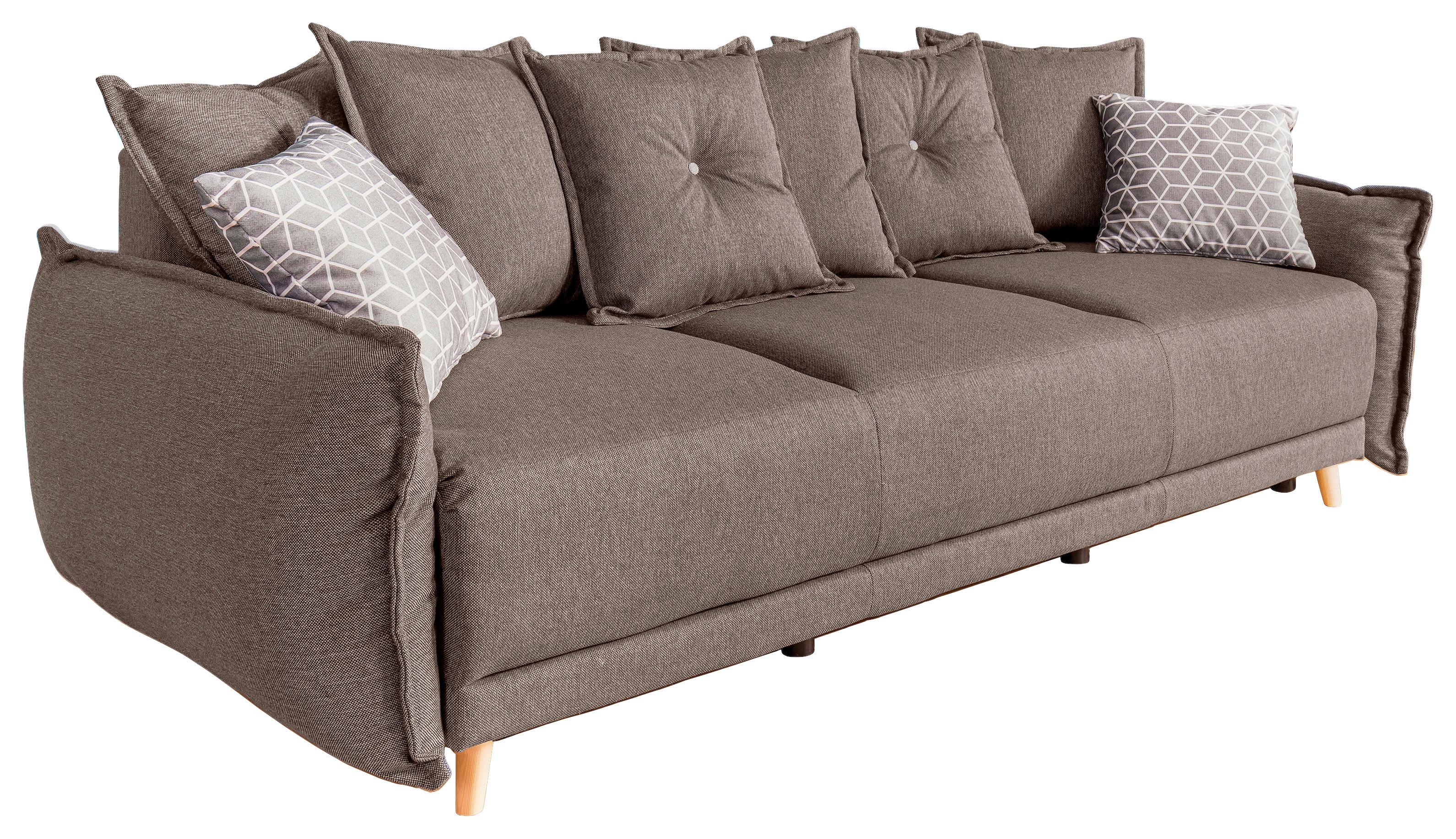 Dreisitzer-Sofa in Hellbraun ´LAZY LUKKA HELLBRAUN´ - Hellbraun/Hellgrau, Basics, Holz/Textil (230/80/100cm) - MID.YOU