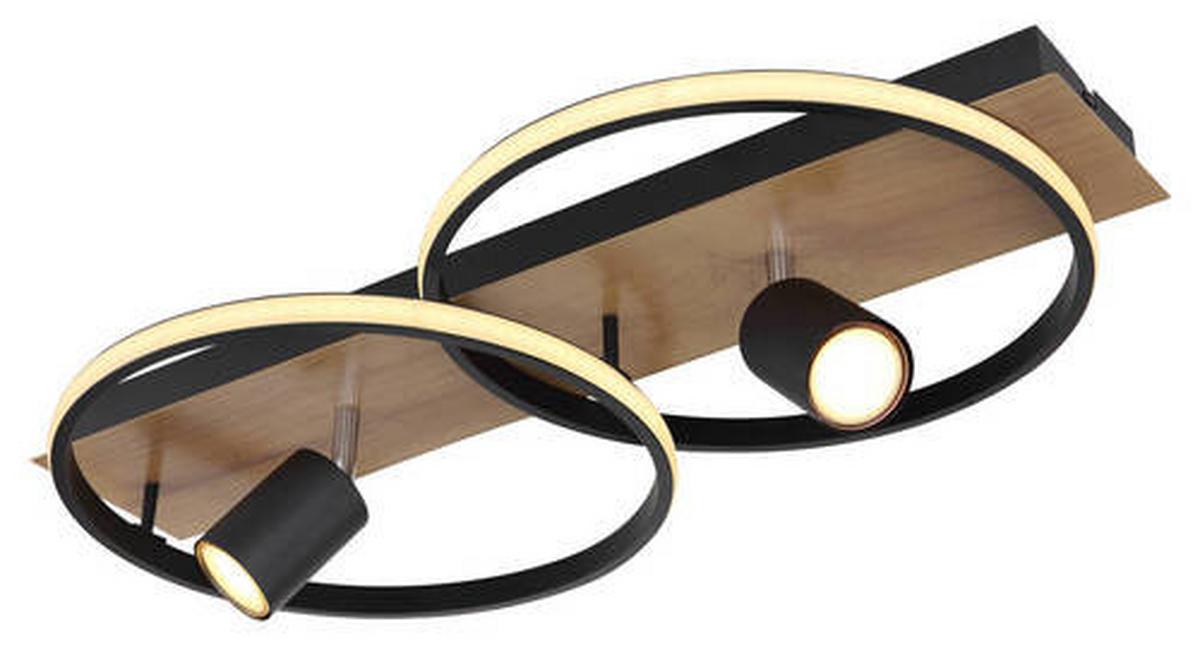 Led Mennyezeti Lámpa 67309-36 - sötétbarna/fekete, Design, műanyag/fa (62/32/16,5cm) - Globo