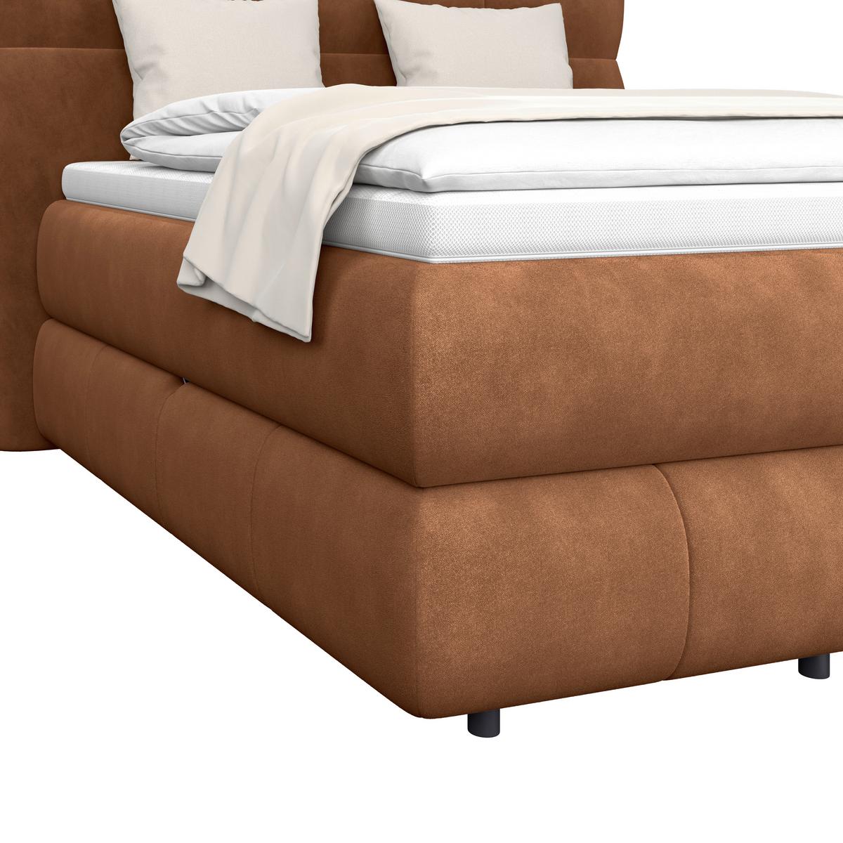 Boxspring Krevet Carmelo - bakrene boje/crna, Trend, tekstil/plastika (140/200cm) - Premium Living