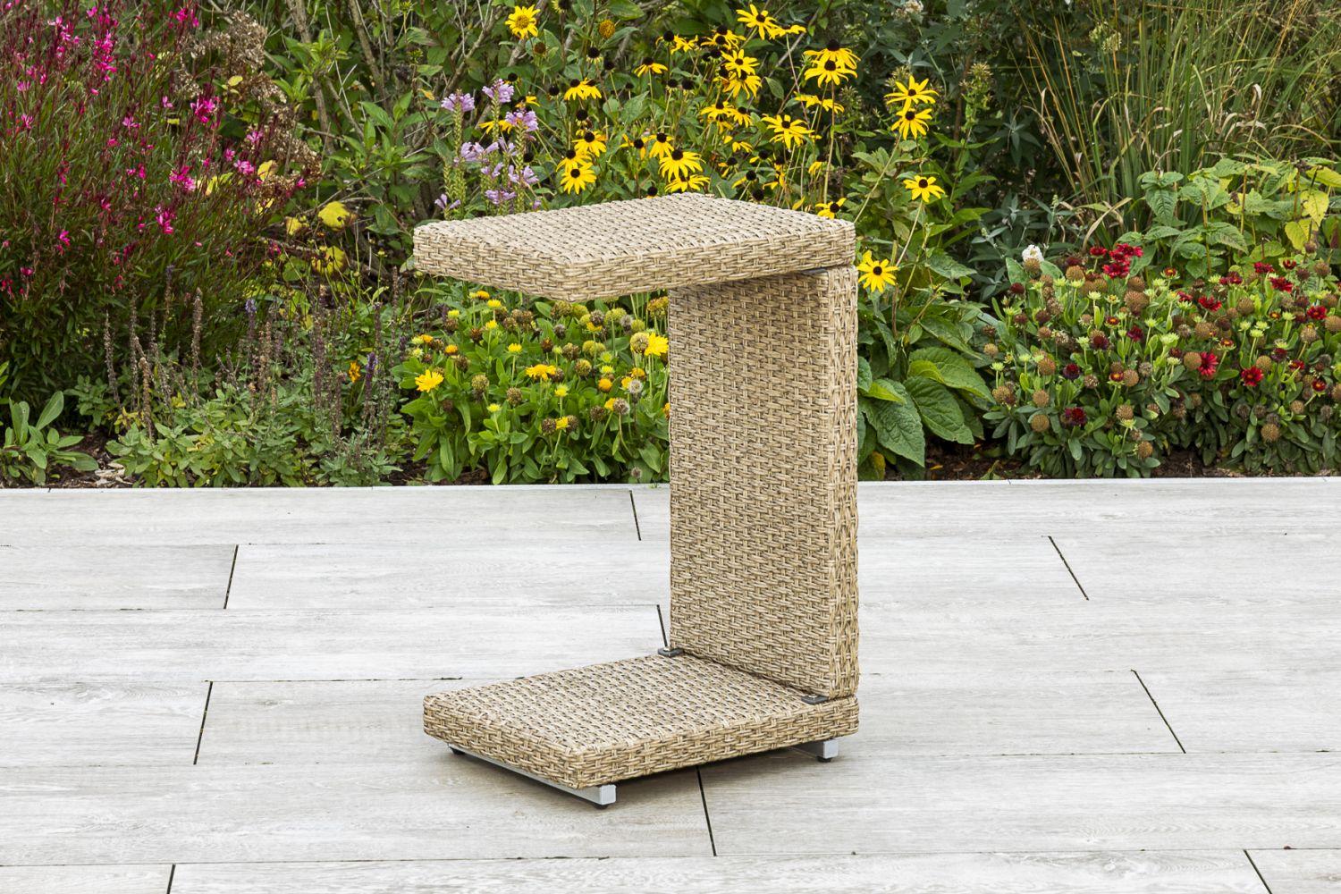 Gartenbeistelltisch Andalusia ca. 33x64x42 cm Naturfarben - Naturfarben, ROMANTIK / LANDHAUS, Kunststoff/Metall (33/64/42cm) - Gardenson