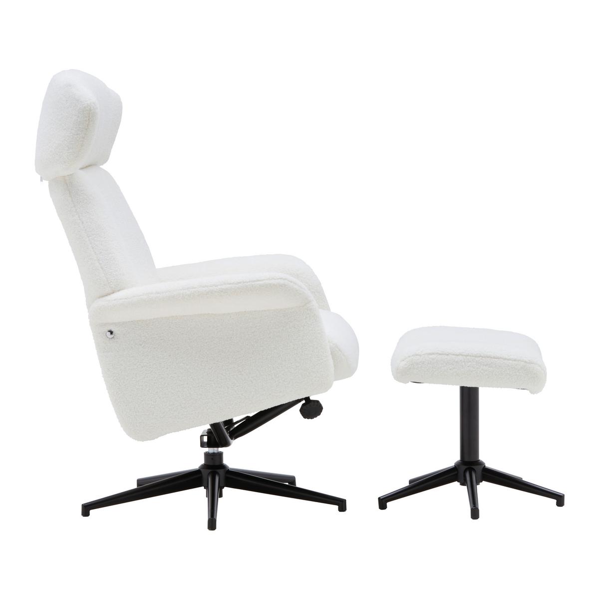 fauteuil relax in Weiss - noir/blanc, Modern, métal/textile (76/97-109/76-107cm) - Mömax