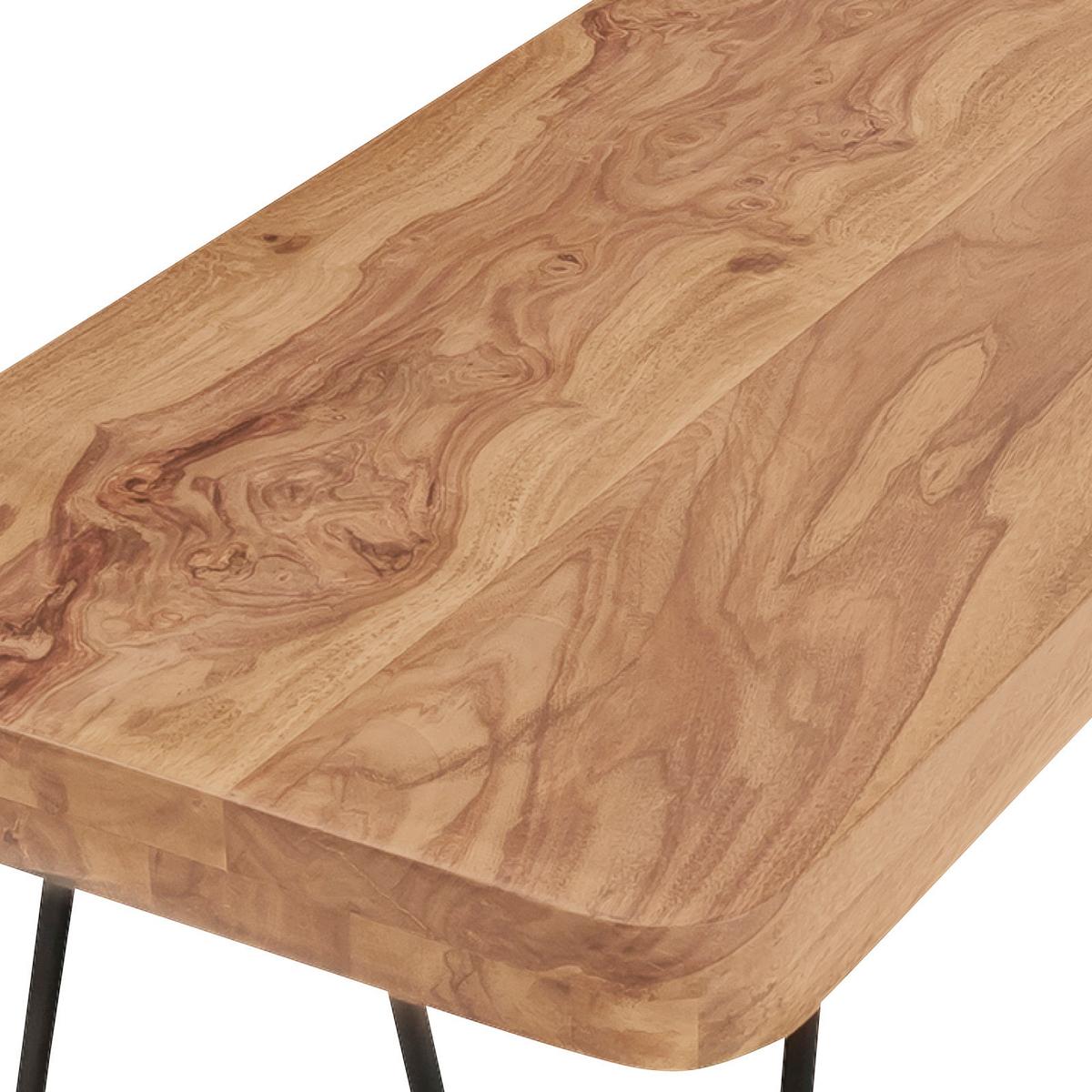 Sitzbank "Bagli", aus Akazie - Schwarz/Akaziefarben, MODERN, Holz/Metall (160/45/40cm) - MID.YOU