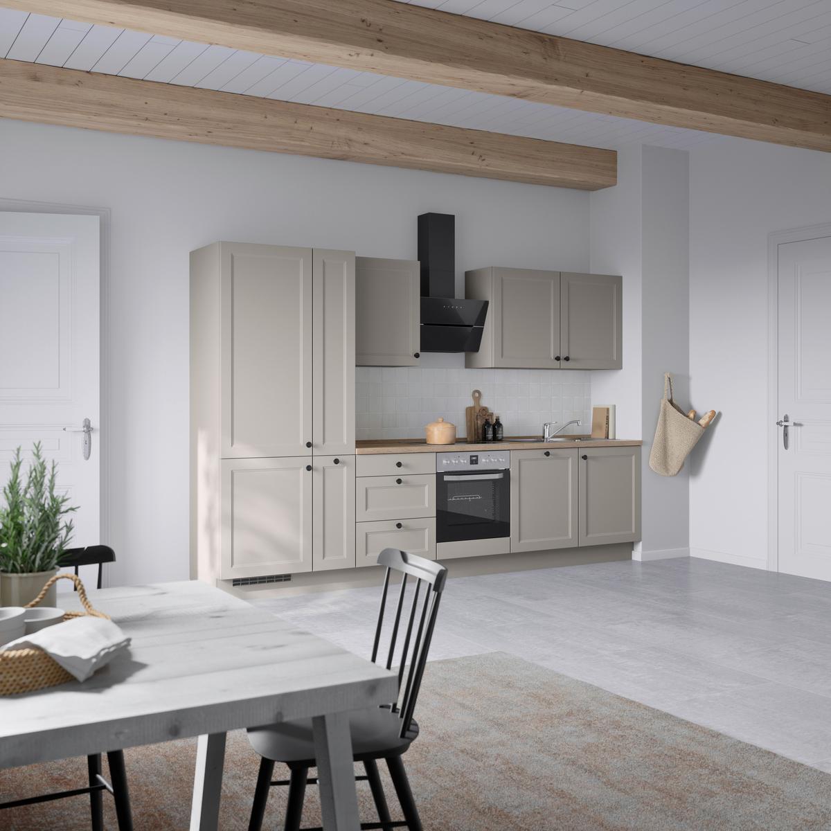 Küchenblock Cascada High m. Geräten Grau - Eiche dunkel/Schwarz, MODERN, Holzwerkstoff/Metall (330cm) - Nobilia