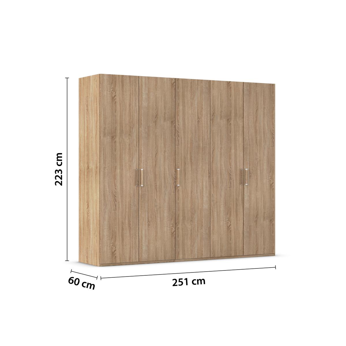 Omara S Klasičnimi Vrati Evelyn, Barva Hrasta - srebrne barve/hrast sonoma, Design, umetna masa/leseni material (251/223/60cm) - Novel