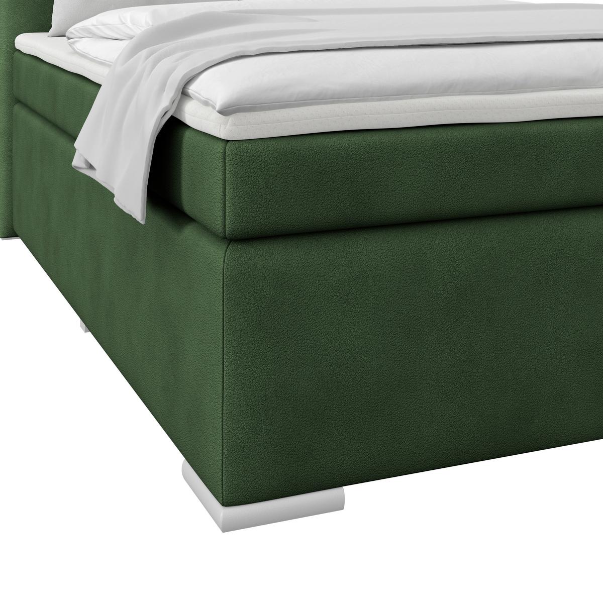 Boxspring Krevet Mira - tamno zelena, Konvencionalno, metal/tekstil (140/200cm) - Best Price