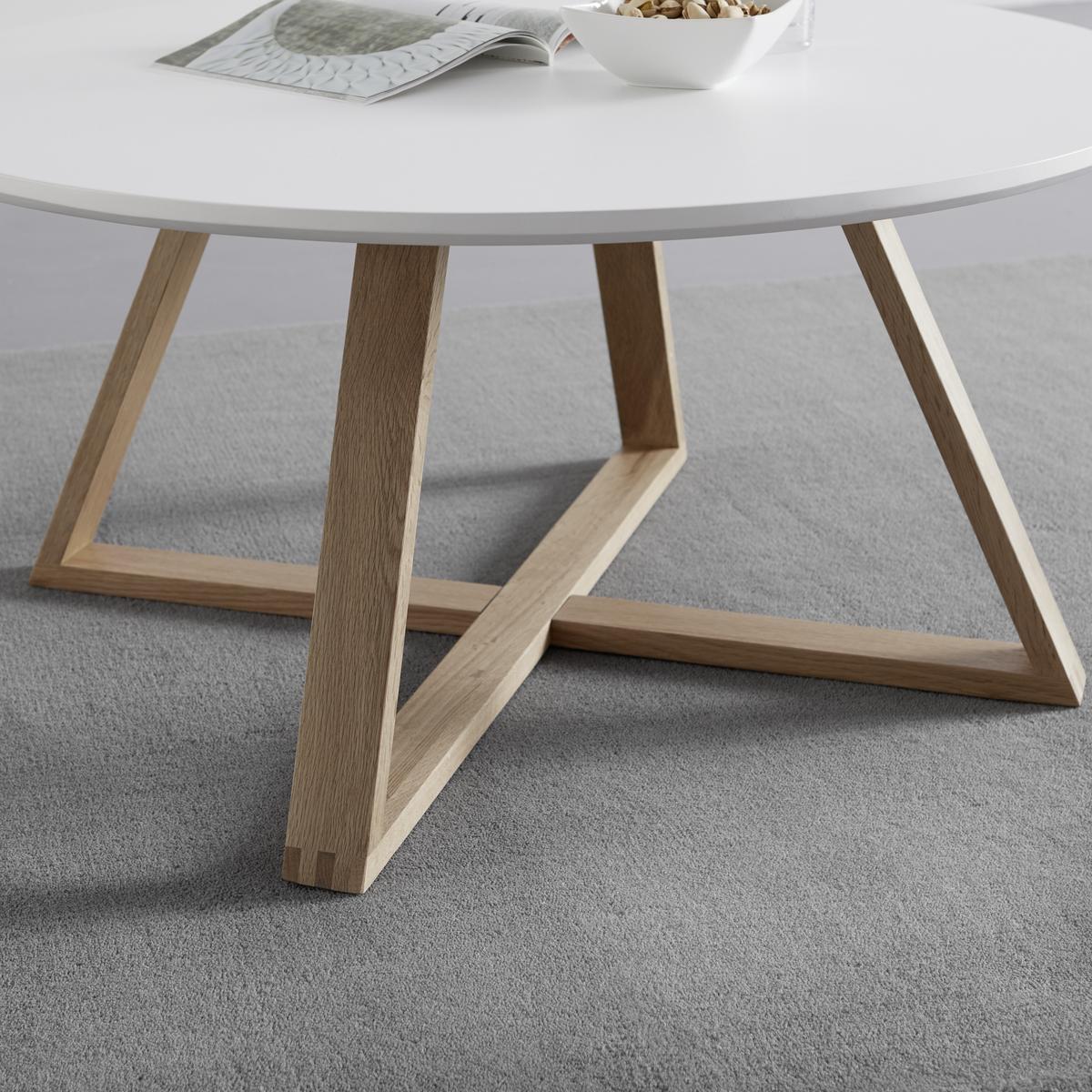 Klubska Miza Mattia, Bela, Hrast, Ø 80 Cm - barve hrasta/bela, Moderno, leseni material/les (80/39cm) - Bessagi Home