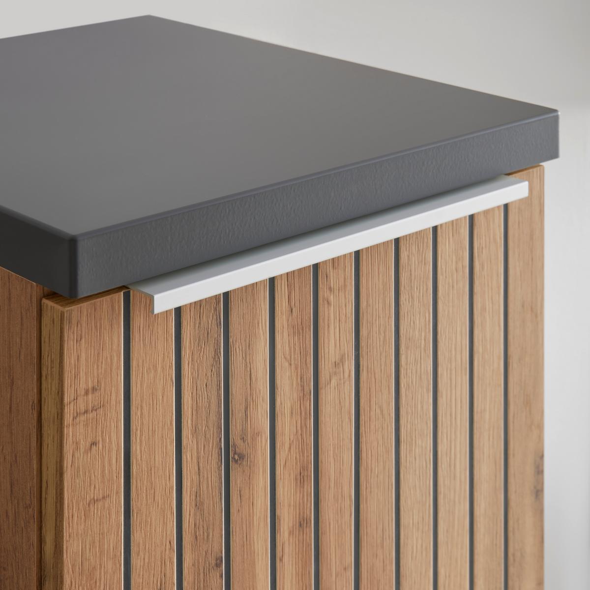 Midischrank Jakarta in Schwarz/Eiche Wotan - Eiche Wotan/Schwarz, Modern, Holzwerkstoff/Kunststoff (30/130/35cm) - Mömax