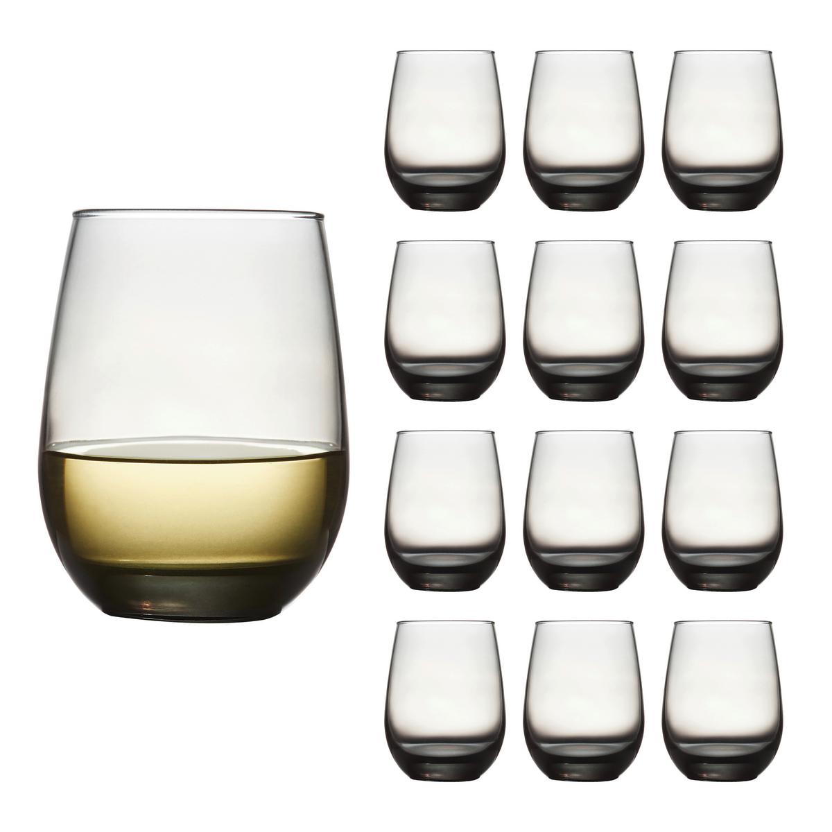 Gläserset Stemless Hellgrau 12-teilig - Hellgrau, Basics, Glas (9/11,5cm)