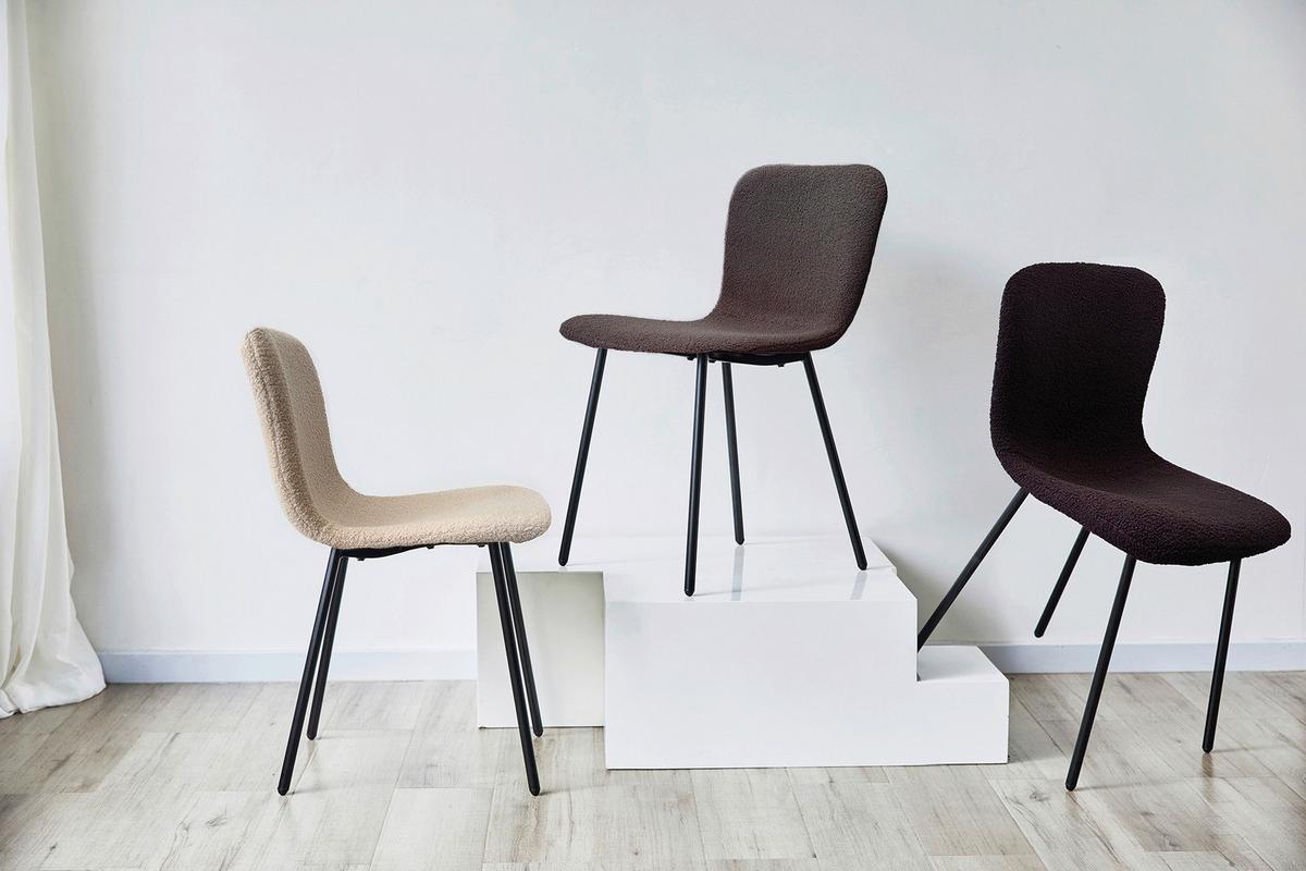 Set Stolov Bouclé, Svetlo Siva, 4-Delni - črna/svetlo siva, Moderno, kovina/tekstil (44/79/52cm) - Livetastic