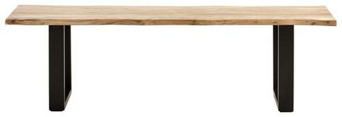 Sitzbank "Runner" , Akazie massiv, ca. 140 cm - Schwarz/Akaziefarben, Natur, Holz/Metall (140/45/42cm) - MID.YOU