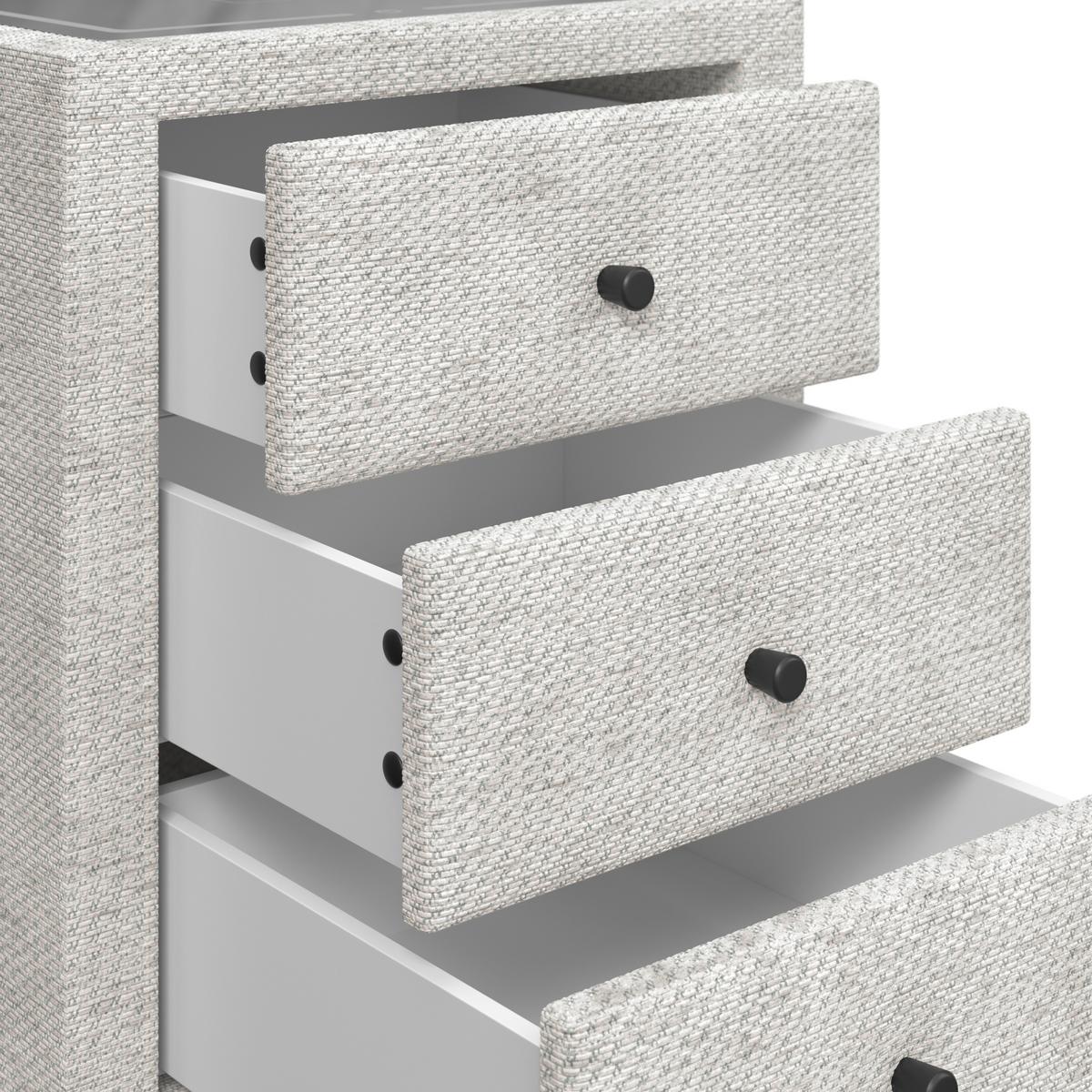 Noćni Stočić Brisbane Ii - crna/krem, Trendi, staklo/tekstil (49,5/56,5/46cm) - Premium Living
