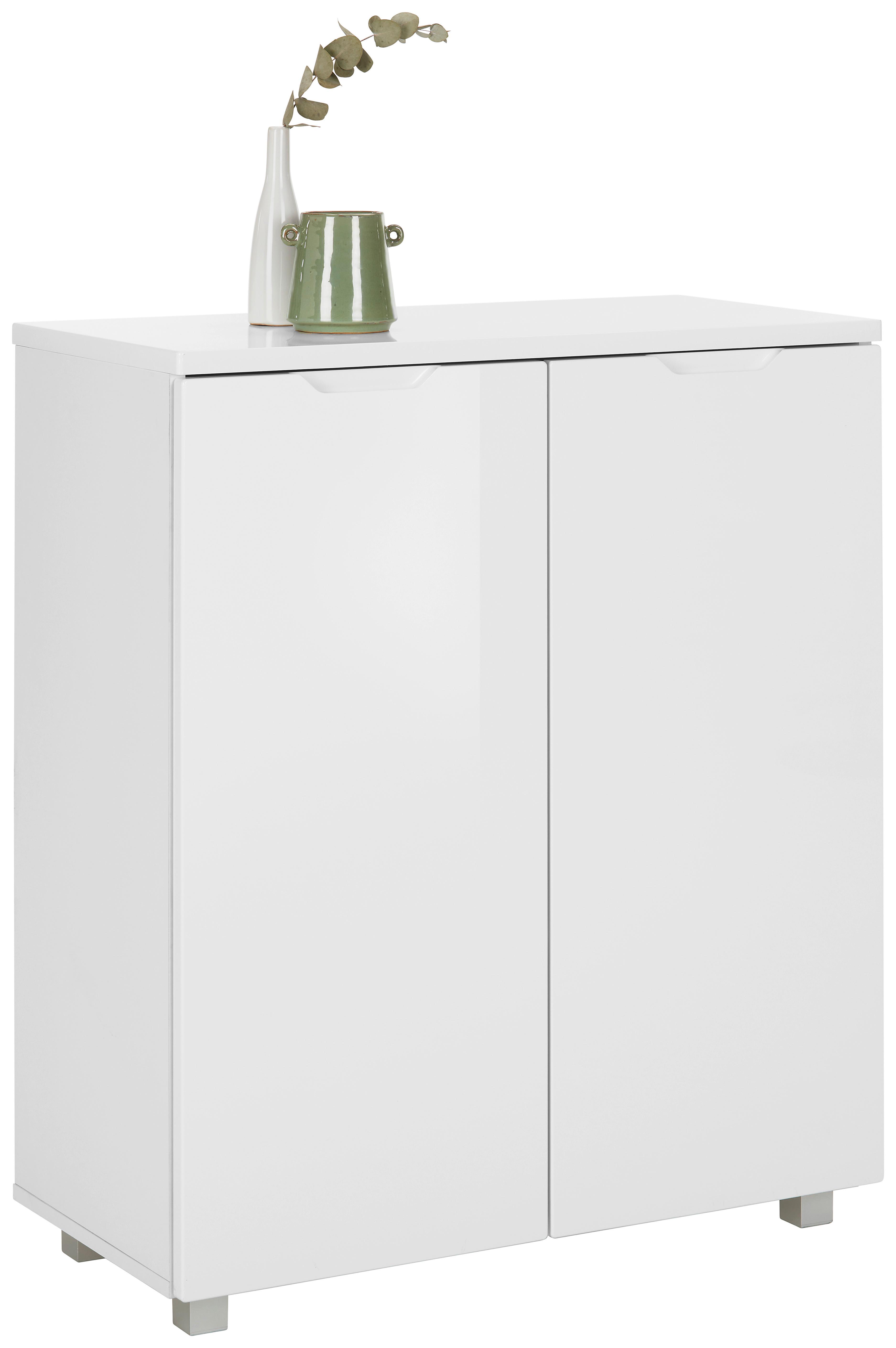 Lowboard in Weiss - Silberfarben/Weiß, MODERN, Holzwerkstoff/Kunststoff (80/90/38cm) - Mömax