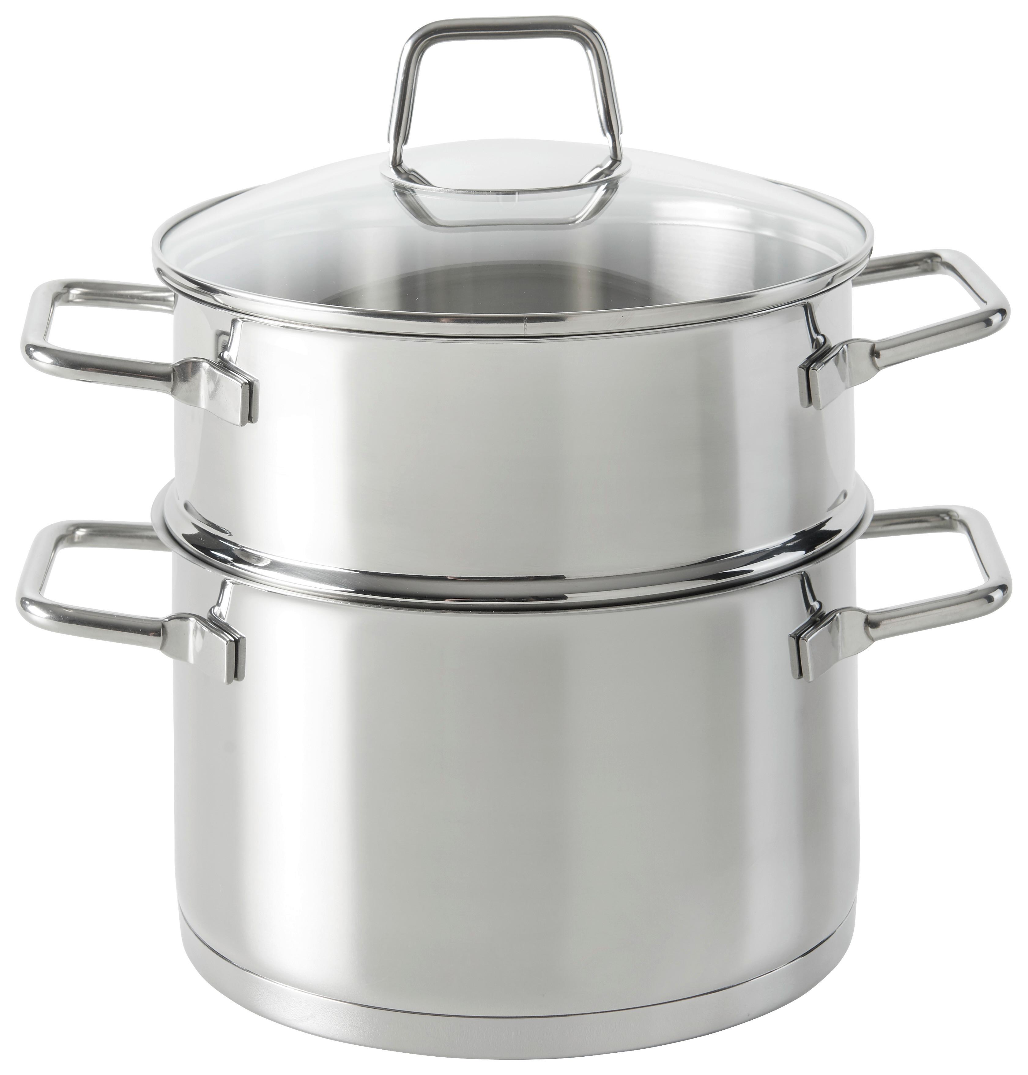 PAROWAR DO WARZYW PERFECT COOKING - kolor stalowy/przejrzysty, Basics, metal/szkło (20/25,5cm) - Homeware Profession.