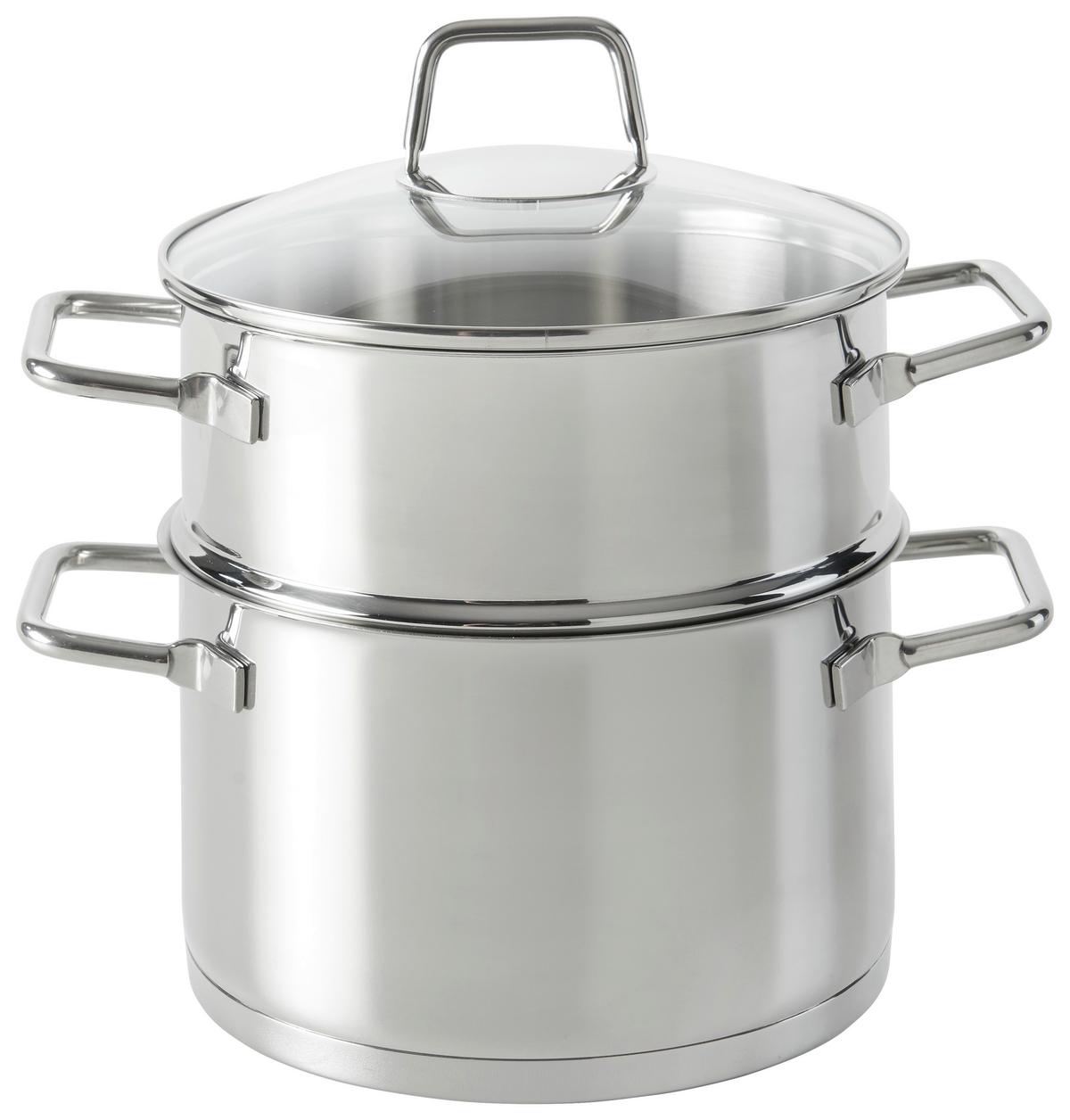 PAROWAR DO WARZYW PERFECT COOKING - kolor stalowy/przejrzysty, Basics, metal/szkło (20/25,5cm) - Homeware Profession.