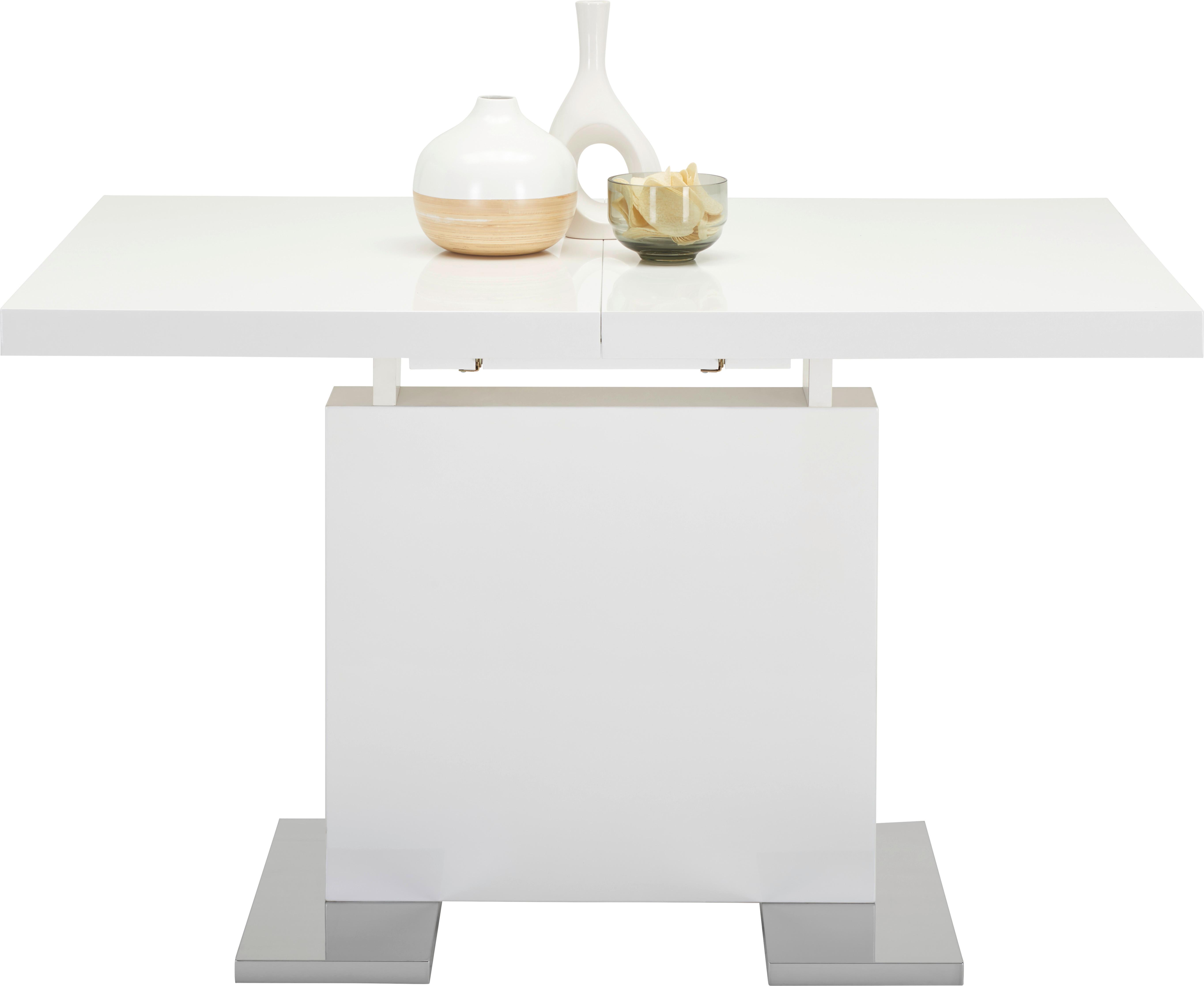 Kihúzható Asztal Campino - Króm/Fehér, modern, Faalapú anyag/Fém (120-160/80/76cm)