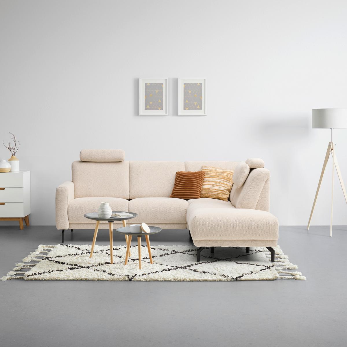 Wohnlandschaft Bassano rechts Naturfarben - Schwarz/Naturfarben, MODERN, Holz/Holzwerkstoff (235/85-88/190cm) - Premium Living