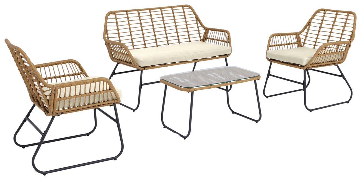 ZESTAW OGRODOWY TALAMANCA - antracytowy/kolor naturalny, Modern, tworzywo sztuczne/metal