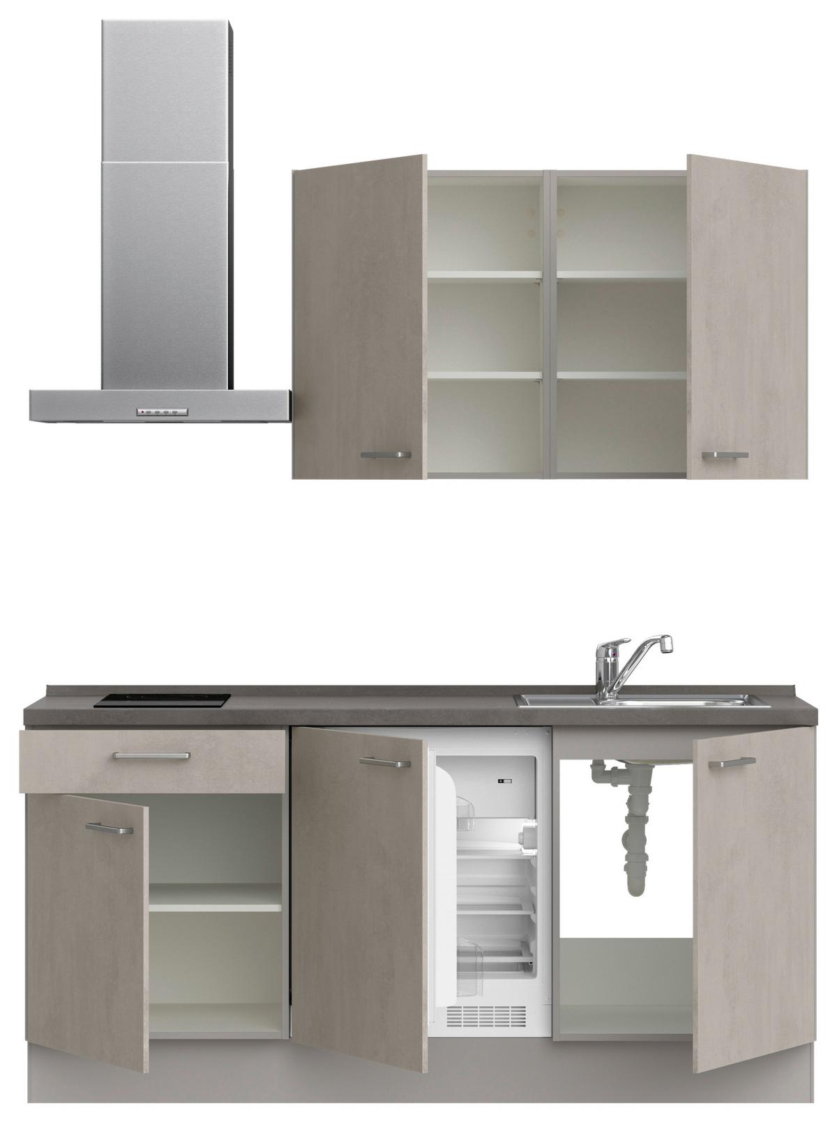 Küchenblock Riva Low m. Geräten Grau - Schieferfarben/Edelstahlfarben, MODERN, Holzwerkstoff/Metall (180cm) - Nobilia