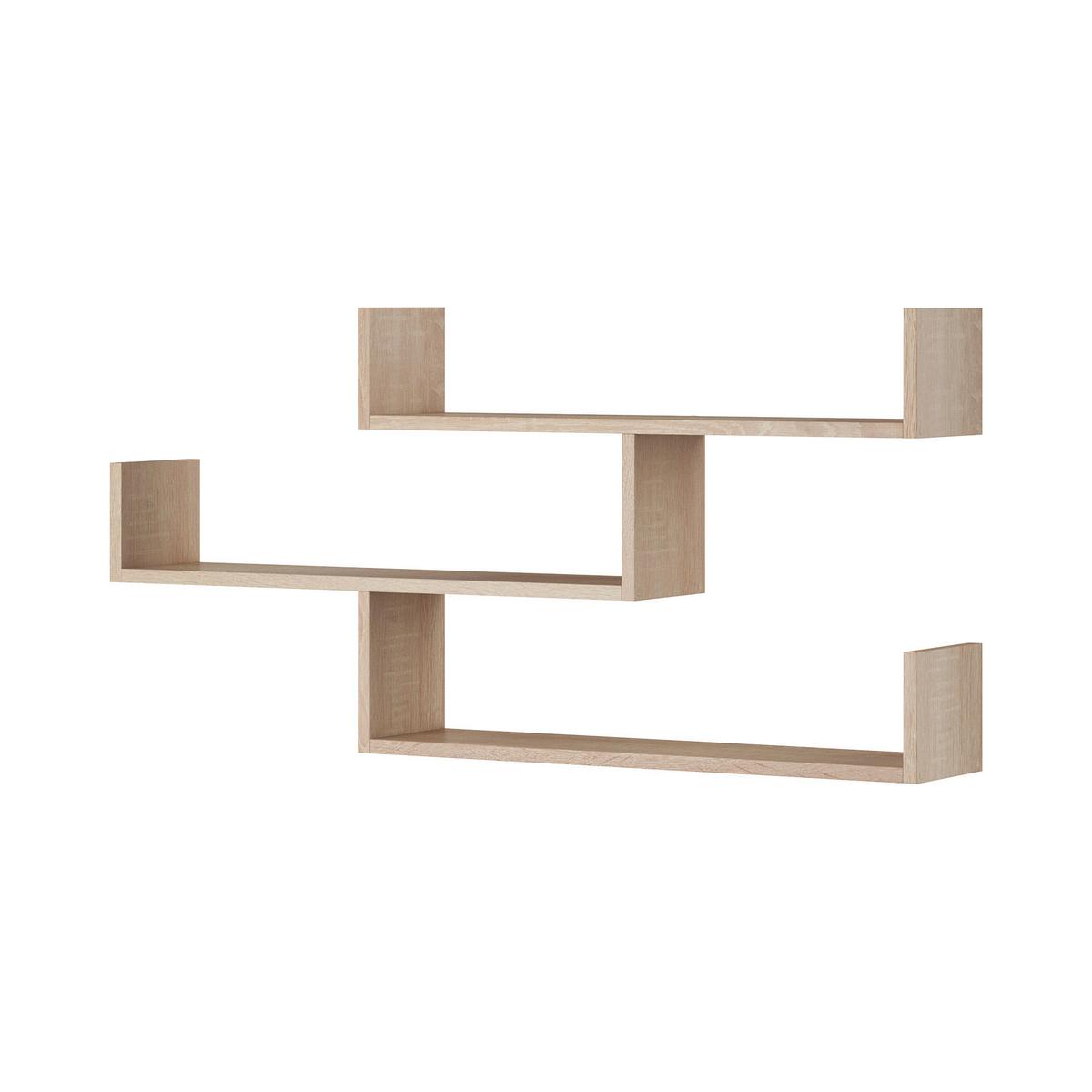 Stenski Regal Trio, Barva Hrasta - hrast sonoma, Basics, leseni material (119,1/55/18cm) - P & B