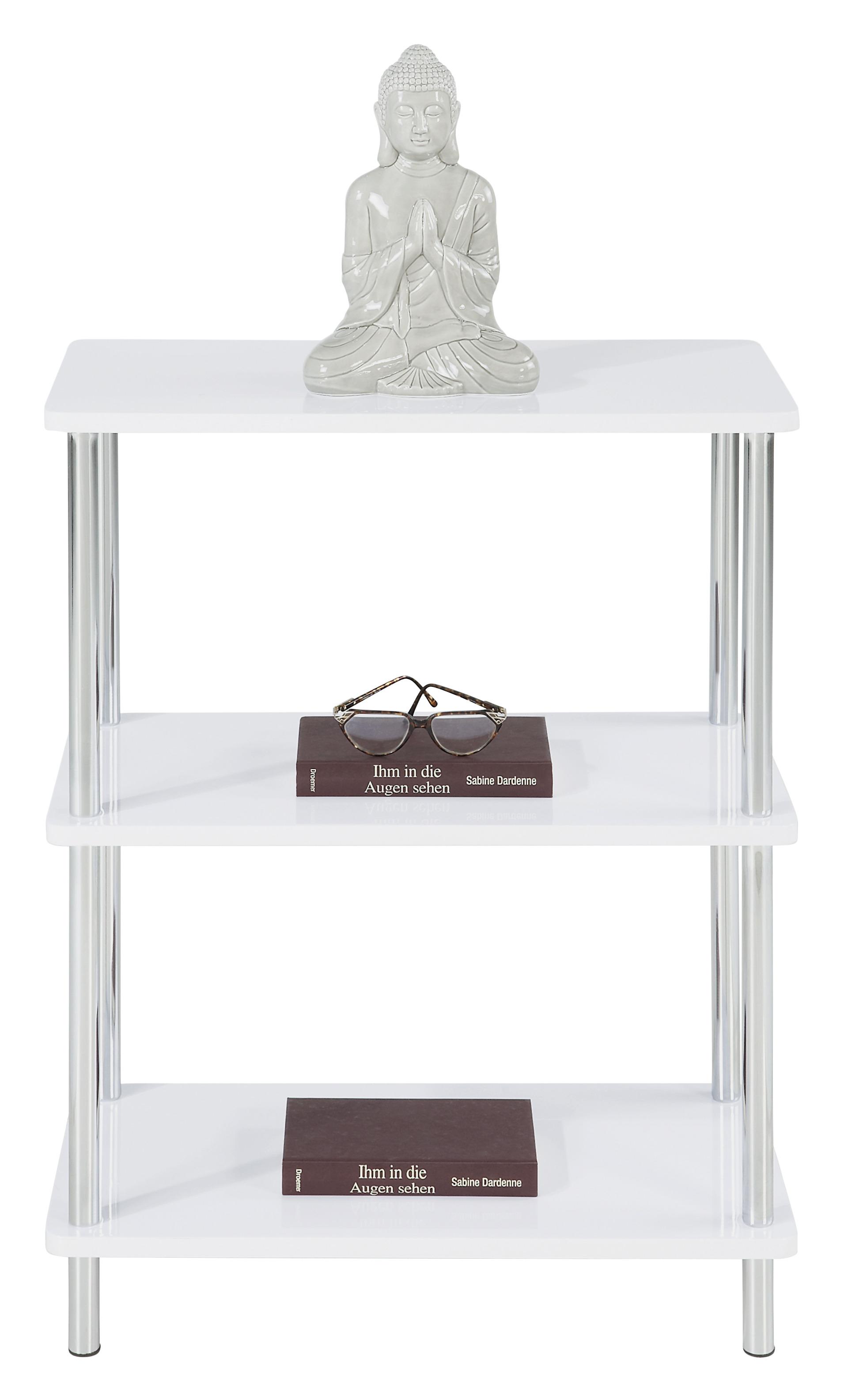 Polica Tim - bijela/boje kroma, Moderno, drvni materijal/metal (60/83/30cm) - Modern Living