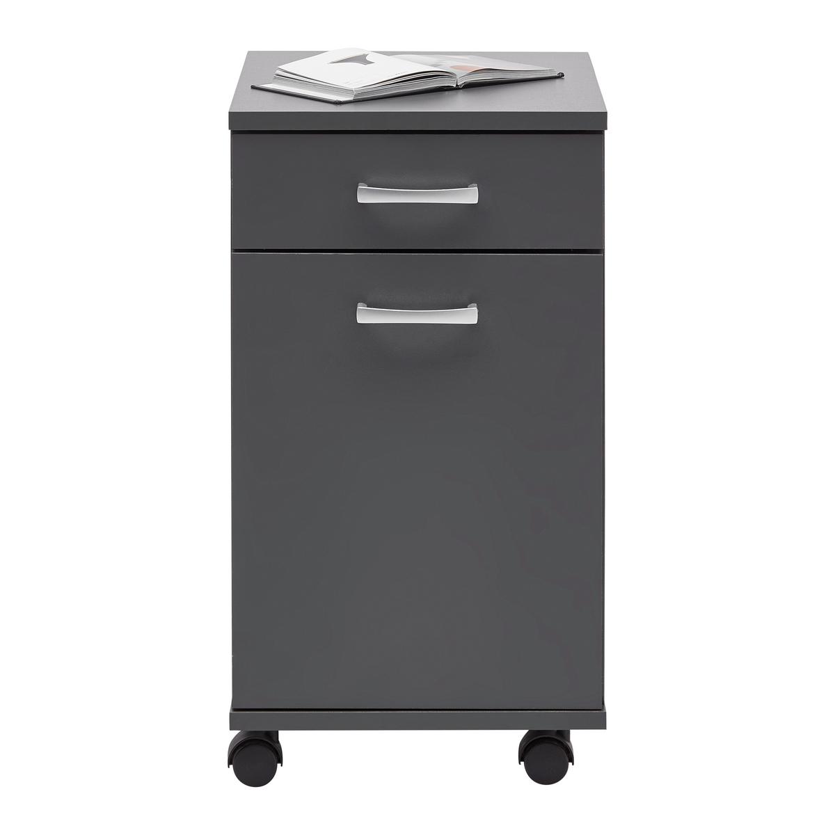 Predalnik Na Kolescih Caorle, Antracit - barve kroma/antracit, Konvencionalno, umetna masa/leseni material (33/59/38cm) - Mömax