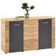 Comodă Uno - culoare lemn stejar/gri, Modern, compozit lemnos (140/80/40cm)