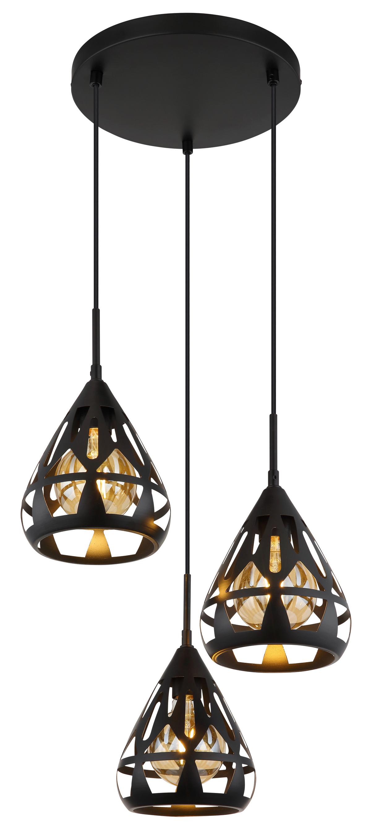 Hängeleuchte Hassan Schwarz max. 40 Watt - Schwarz, Trend, Kunststoff/Metall (41/120cm) - Globo