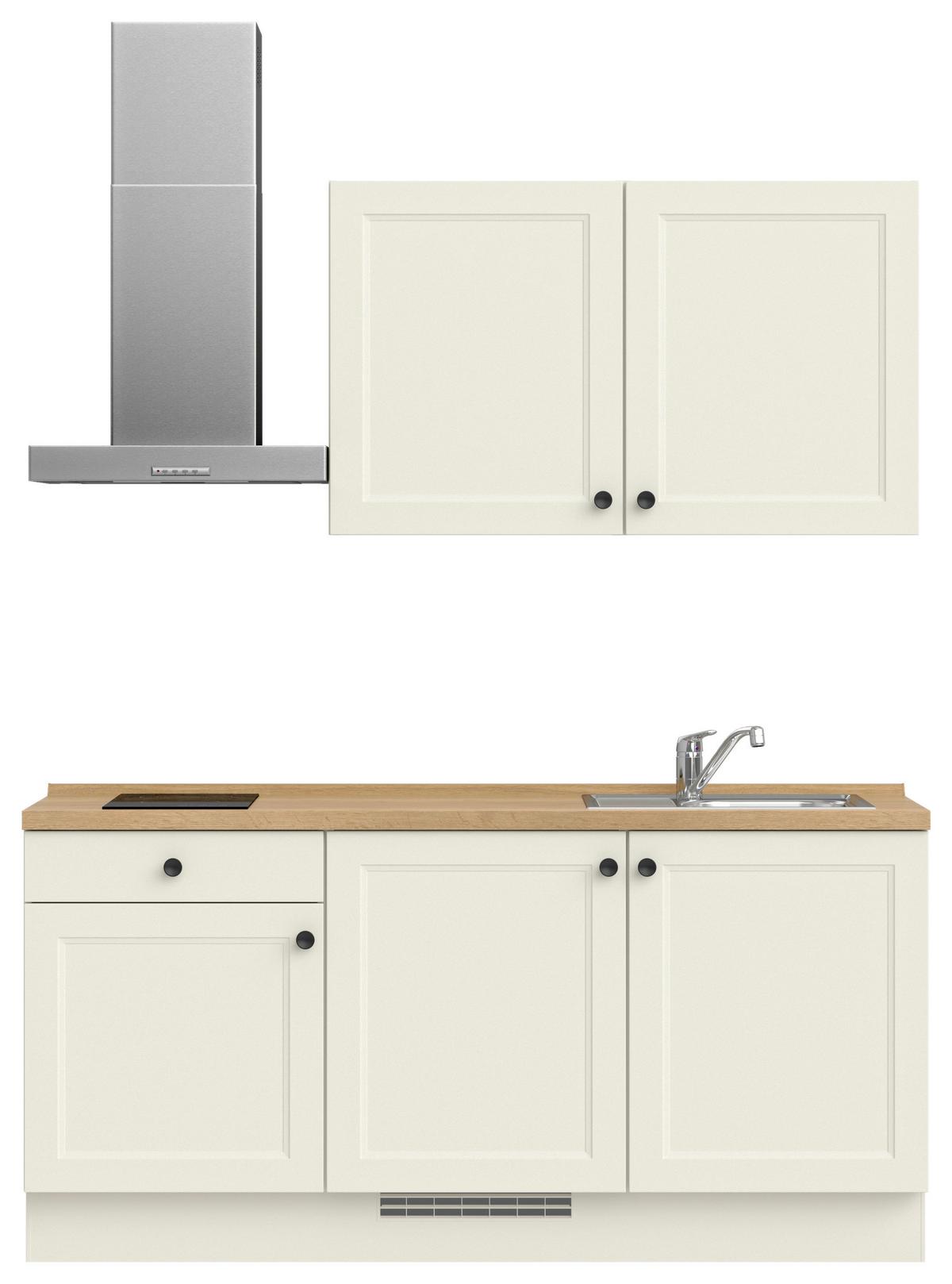 Küchenblock Cascada Low m. Geräten Weiß - Eichefarben/Schwarz, MODERN, Holzwerkstoff/Metall (180cm) - Nobilia