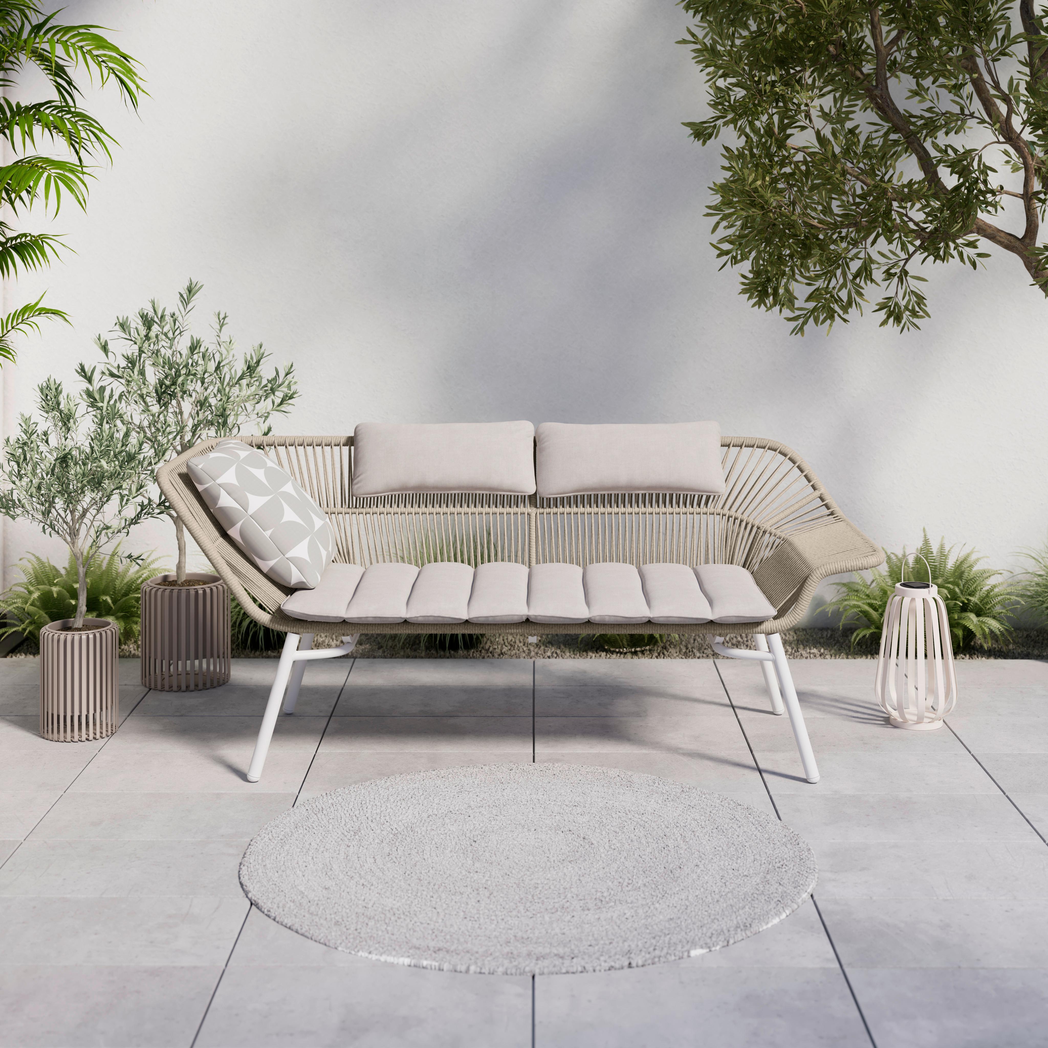 Gartenbank Treviso Beige/Hellgrau/Weiß - Beige/Hellgrau, MODERN, Kunststoff/Textil (178,5/73/73cm) - Mömax