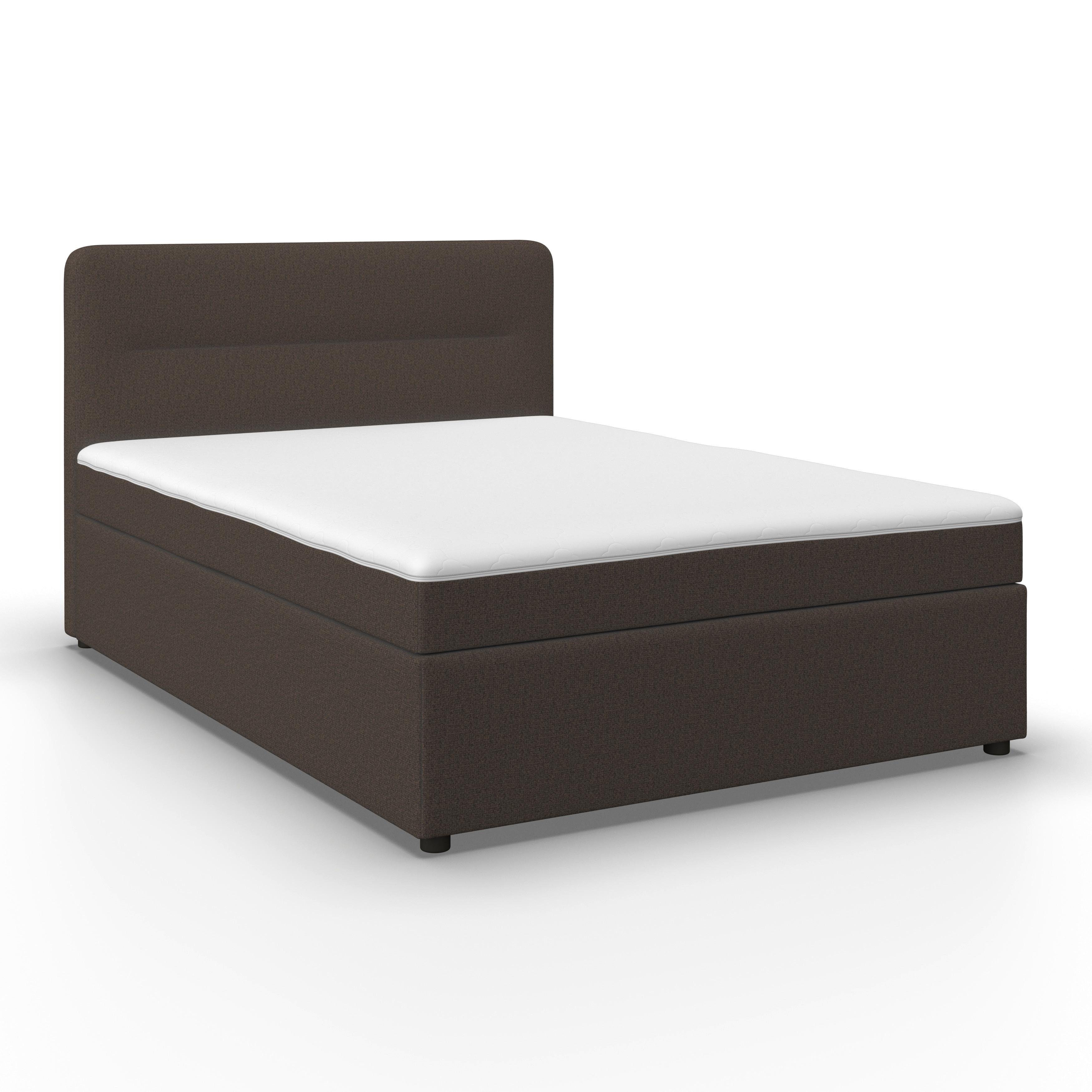 Postelja Z Vzmetnico Marco, Rjava, 160x200 - črna/rjava, Moderno, umetna masa/tekstil (160/200cm) - Bessagi Home