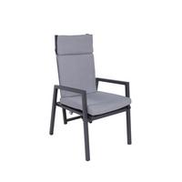 Gartenstuhl Sintra Grau/Schwarz m. Relaxfunktion - Schwarz/Grau, Basics, Kunststoff/Textil (55/103/65cm) - Gardenson