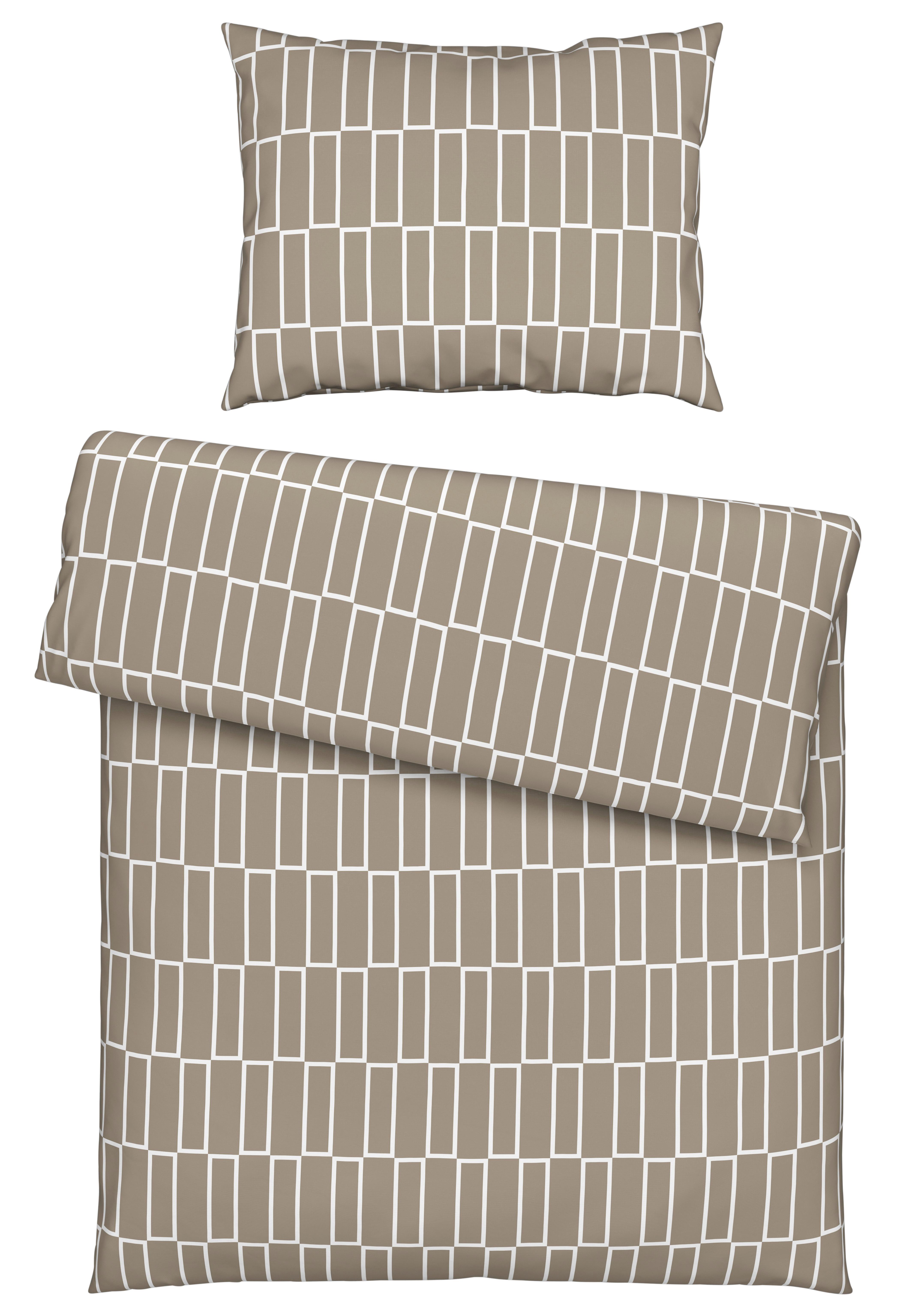 Lenjerie de pat Brigg Top,cca. 140x200/50x70cm - verde deschis/taupe, textil (140/200cm) - Modern Living