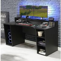 Gamer Asztal Tezaur - fekete, Basics, műanyag/faalapú anyag (160/72/91cm) - MID.YOU