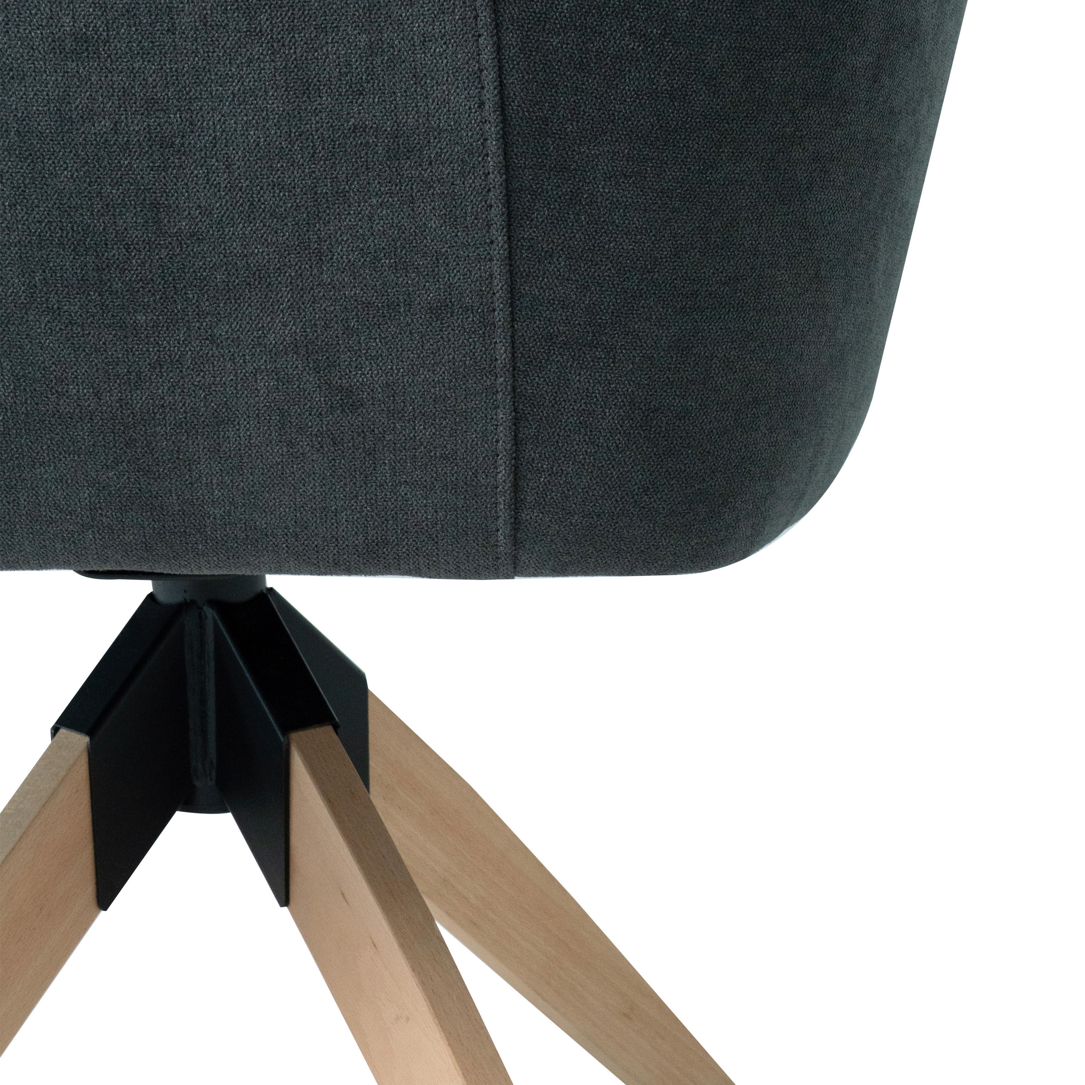 STOL MED ARMSTÖD LUCITA - mörkgrå/naturfärgad, Modern, metall/trä (59/88/60cm) - Bessagi Home