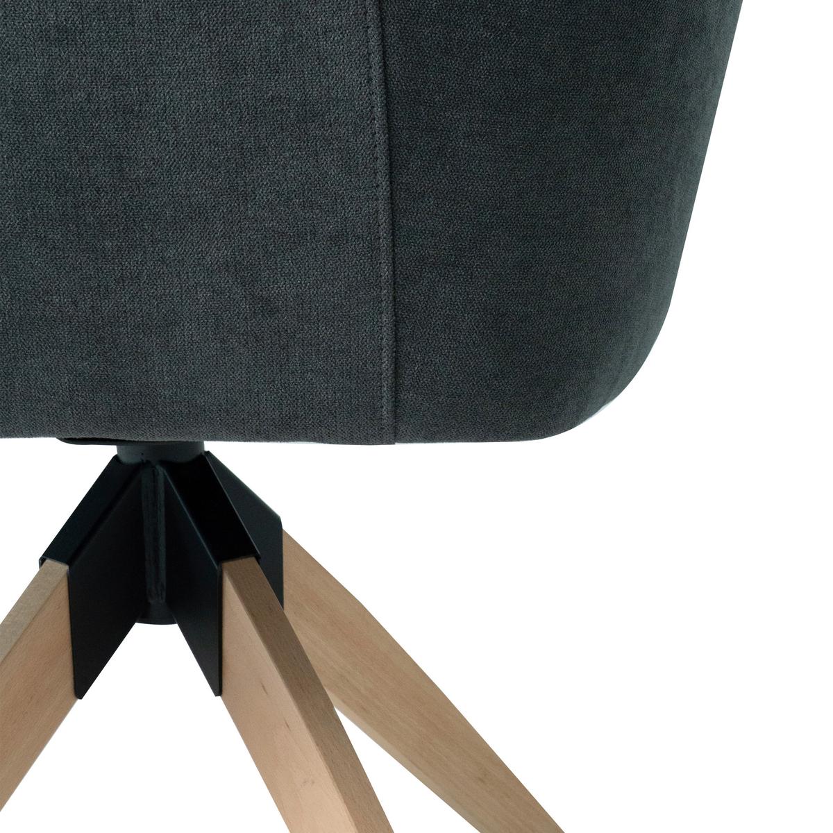 Armlehnstuhl Lucita Dunkelgrau Samt Drehbar Gepolstert - Dunkelgrau/Naturfarben, MODERN, Holz/Textil (59/88/60cm) - Bessagi Home